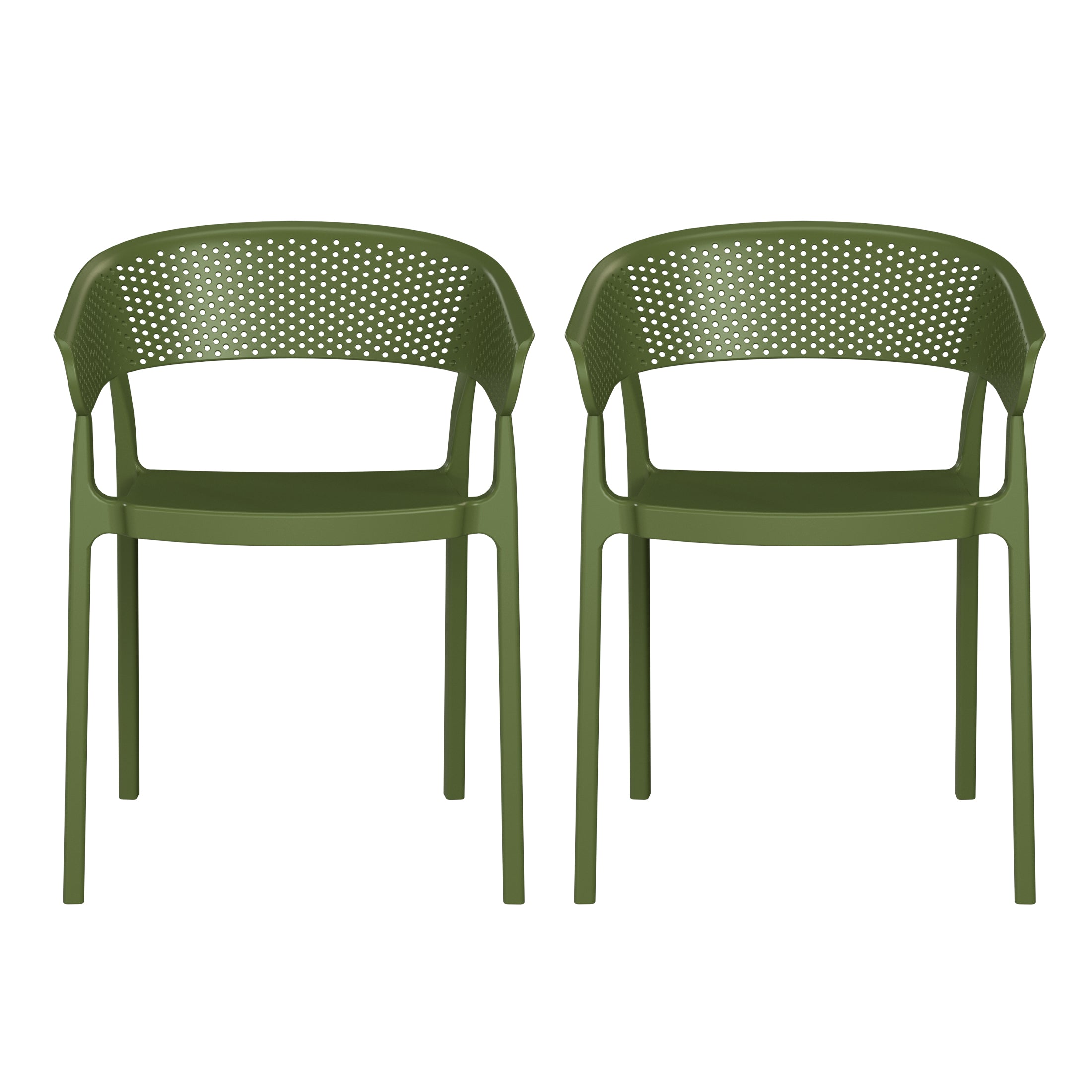 Sunshine Outdoor Modern Stackable Plastic Resin Patio Dining Armchair (Set of 2)