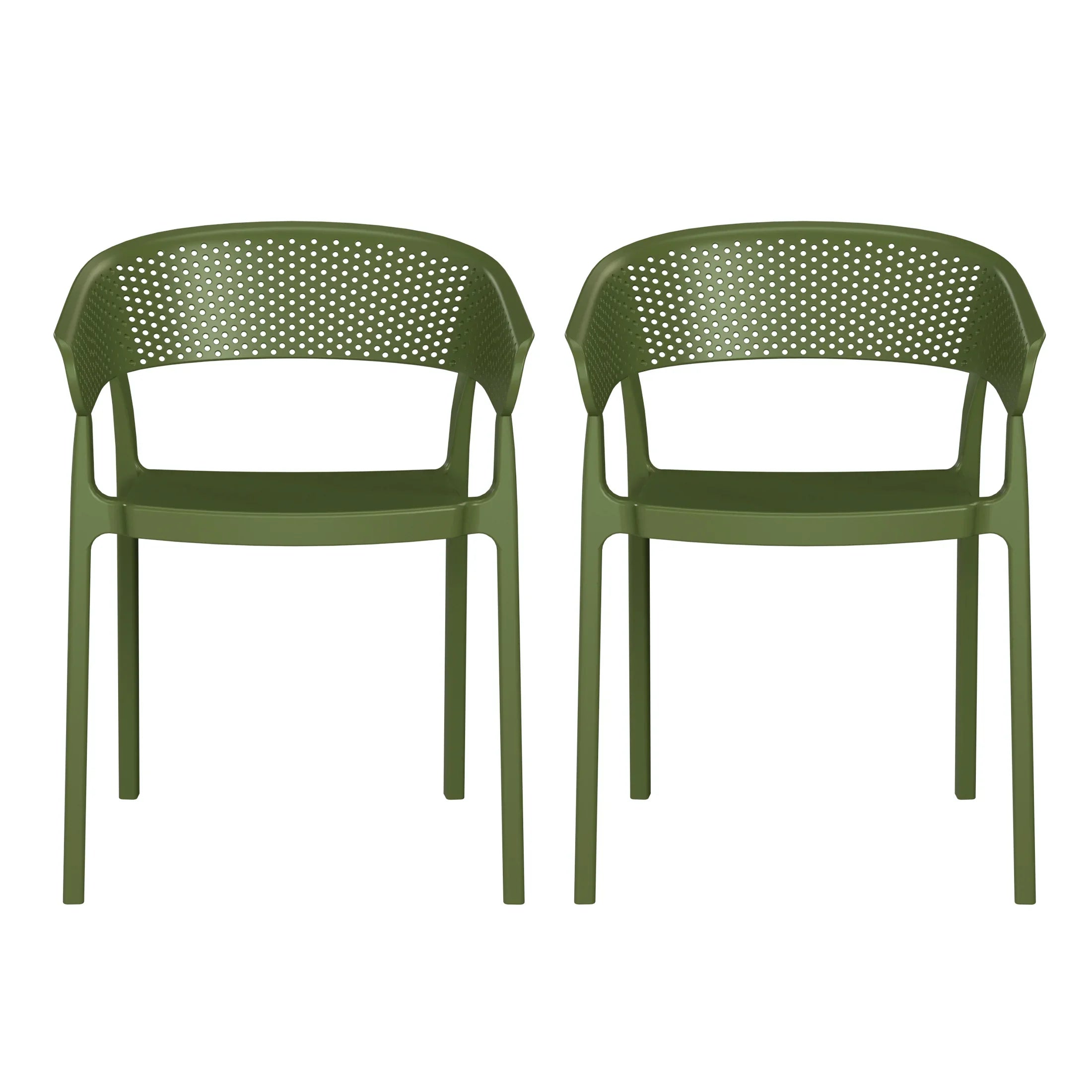 Sunshine Outdoor Modern Stackable Plastic Resin Patio Dining Armchair (Set of 2)