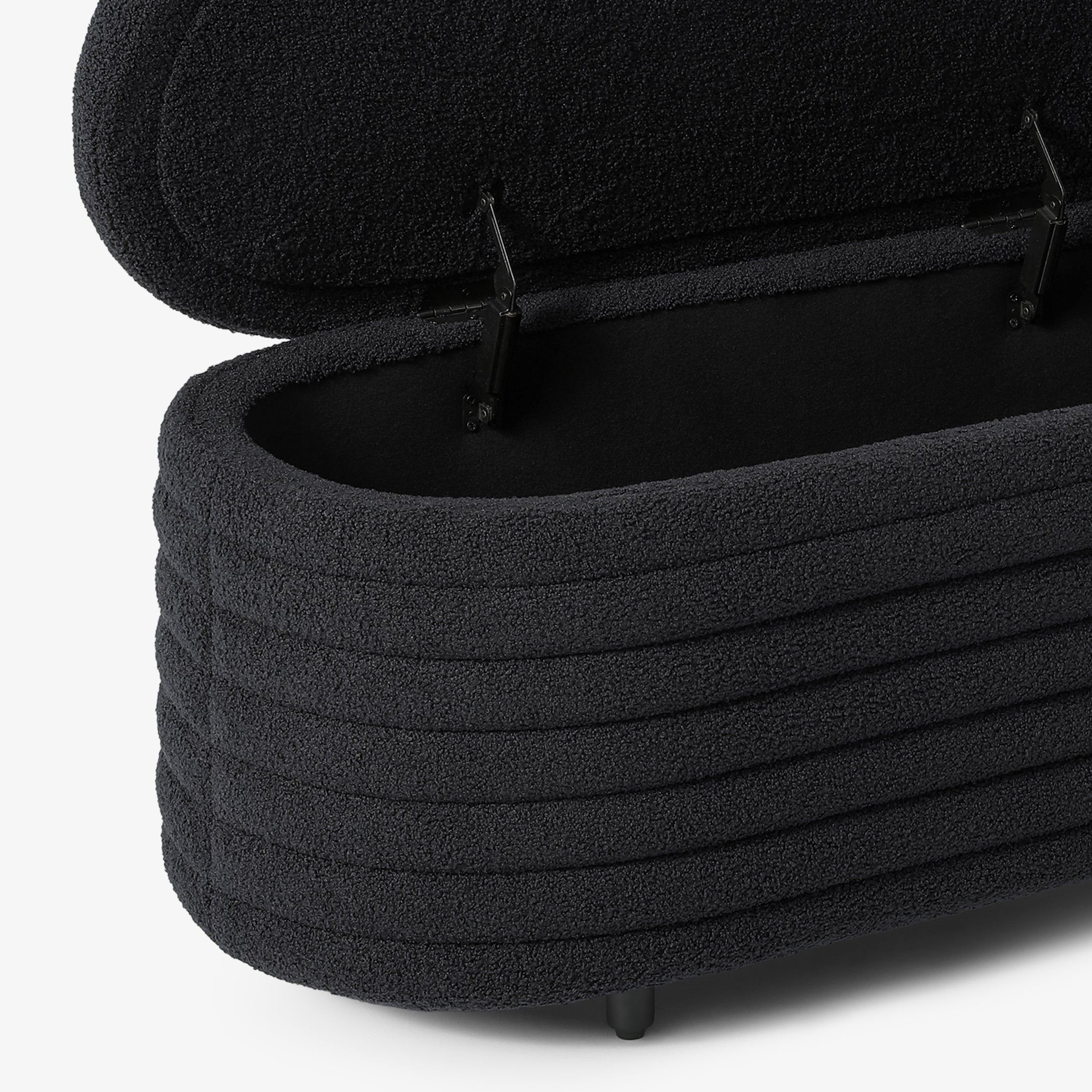 Celine 42" Wide Mid-Century Modern Upholstered Teddy Sherpa Tufted Oval Storage Ottoman Bench