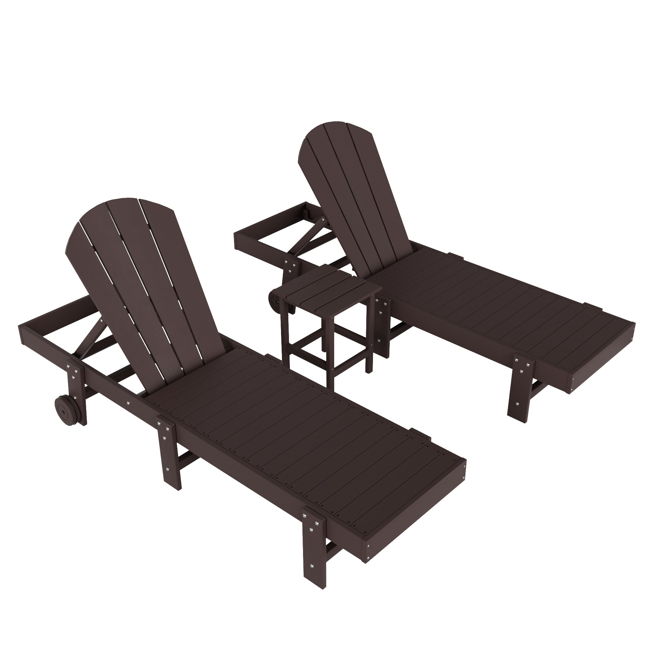 Paradise 3 Piece Poly Reclining Chaise Lounge With Wheels