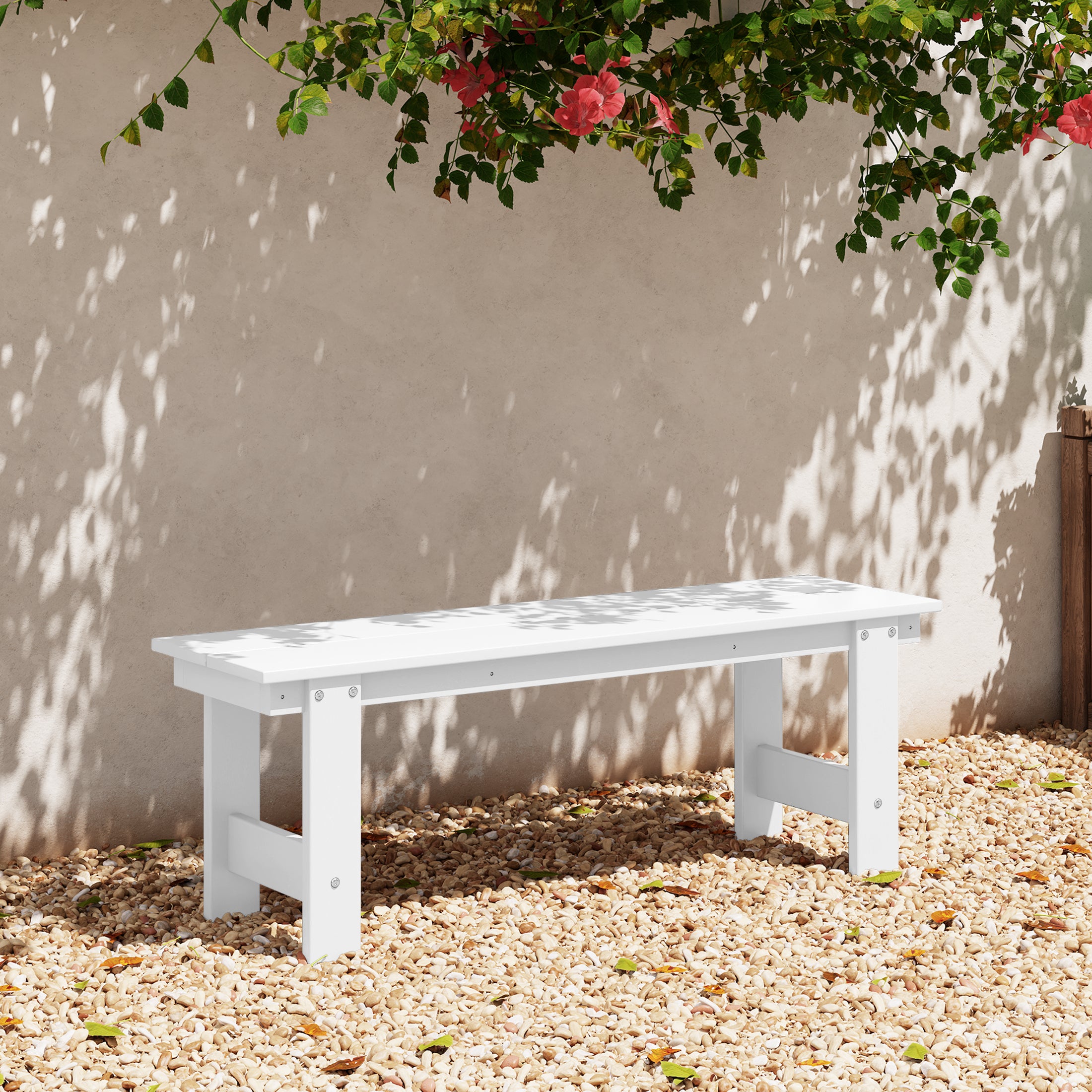 Palms Outdoor HDPE 48" Modern Backless Patio Bench