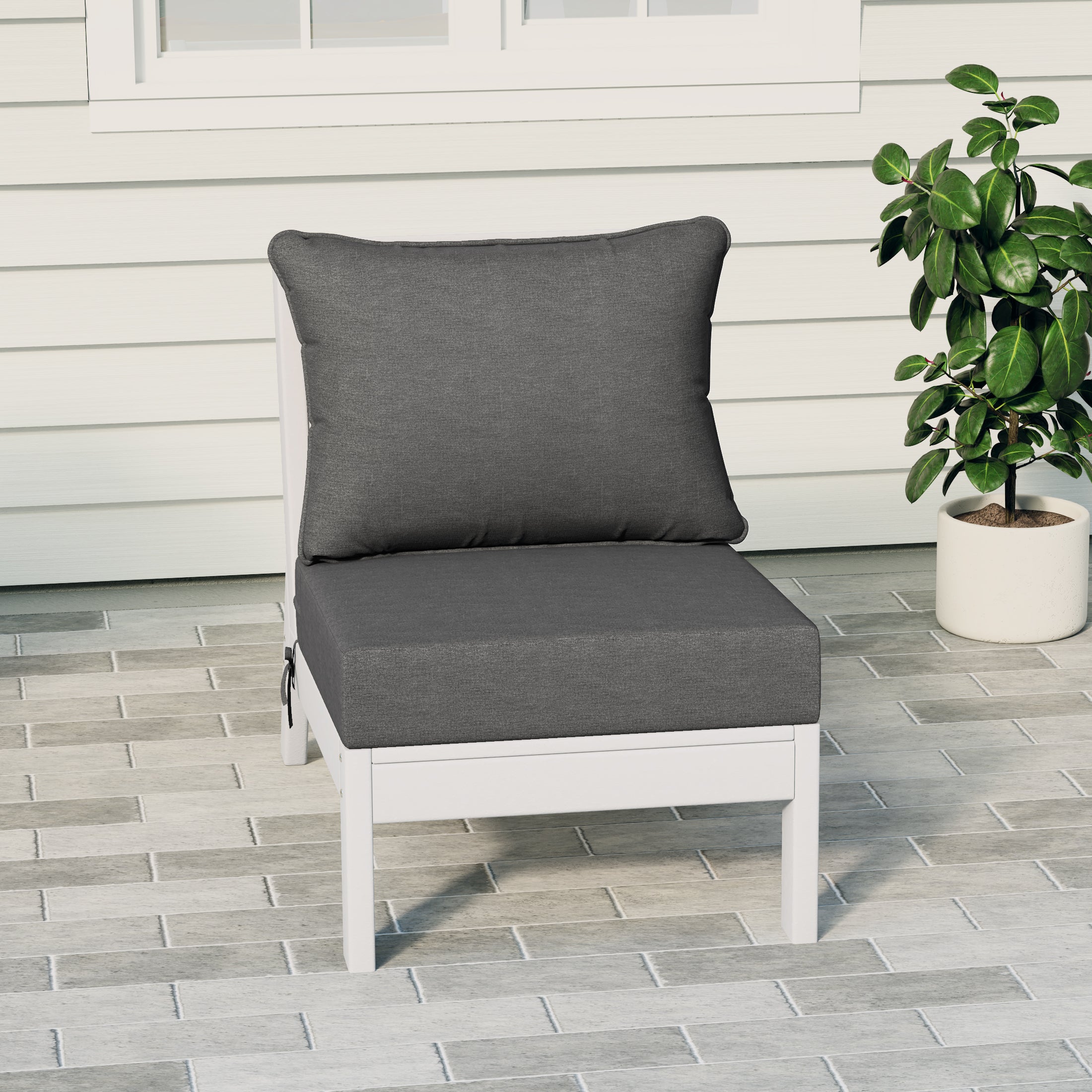 Portsmouth Outdoor HDPE Deep Seating Modular Armless Patio Chair with Patio Cushions