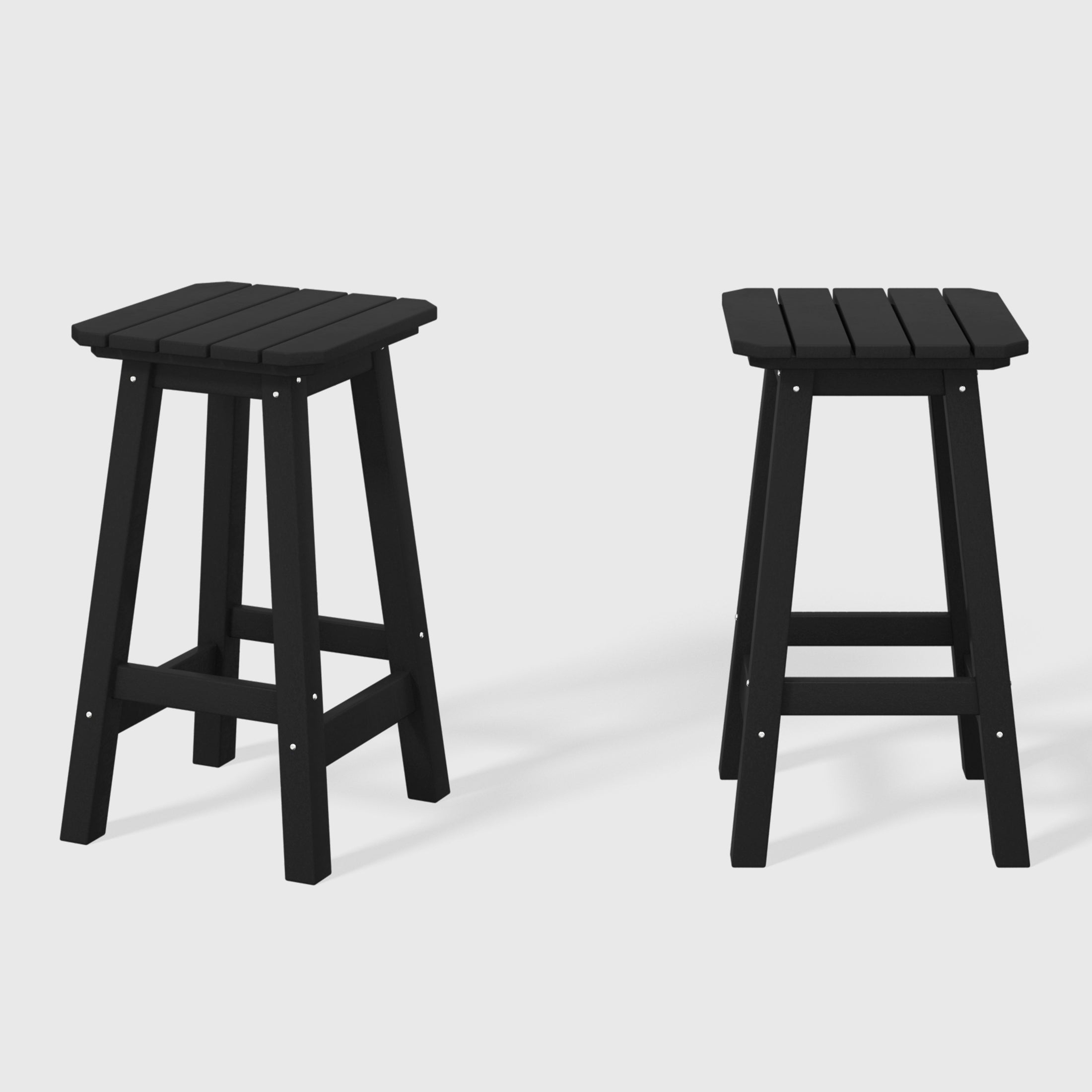 Paradise 24" HDPE Outdoor Patio Counter High Backless Square Bar Stools Set of 2