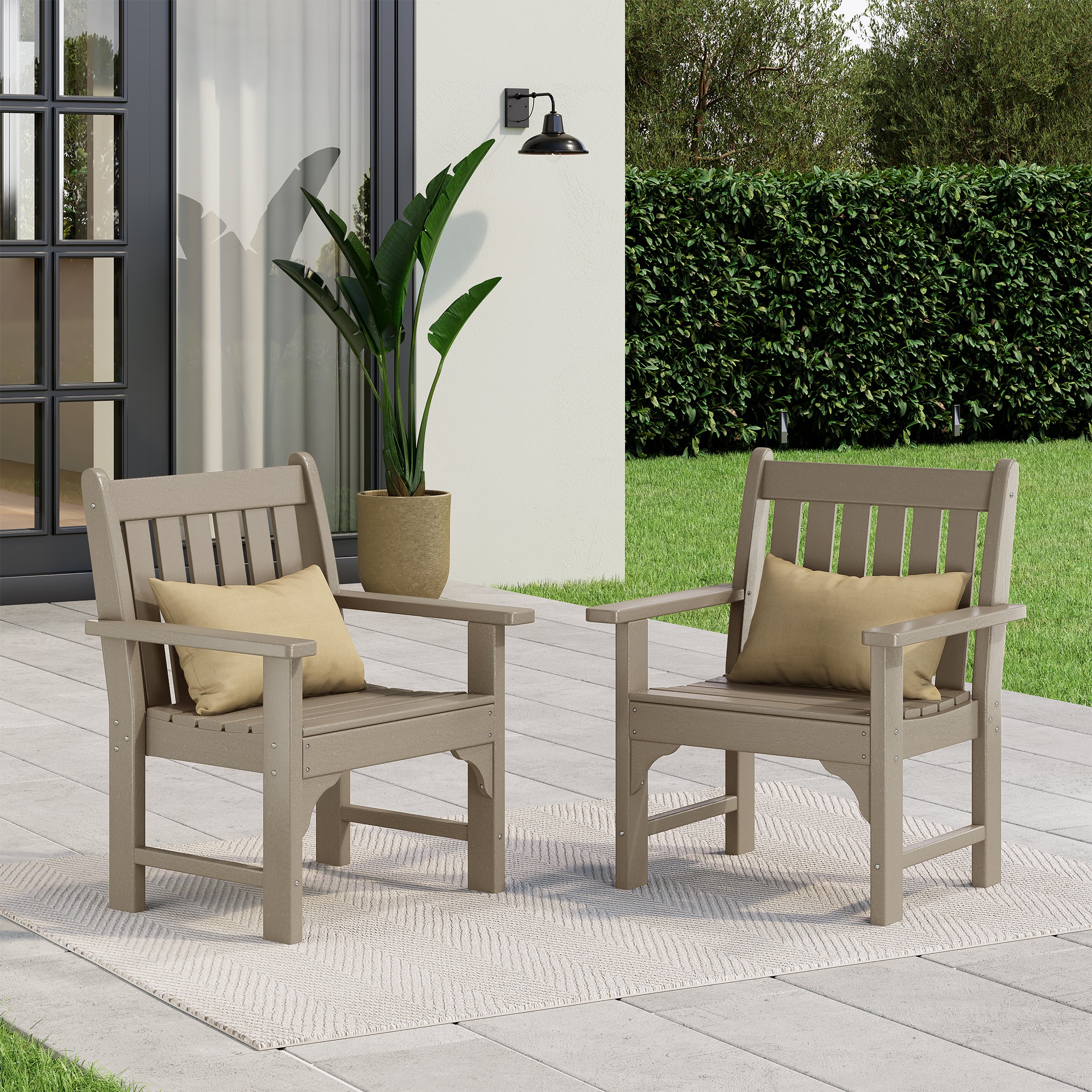 Paradise Outdoor Patio HDPE Adirondack Dining Arm Chairs (Set of 2)
