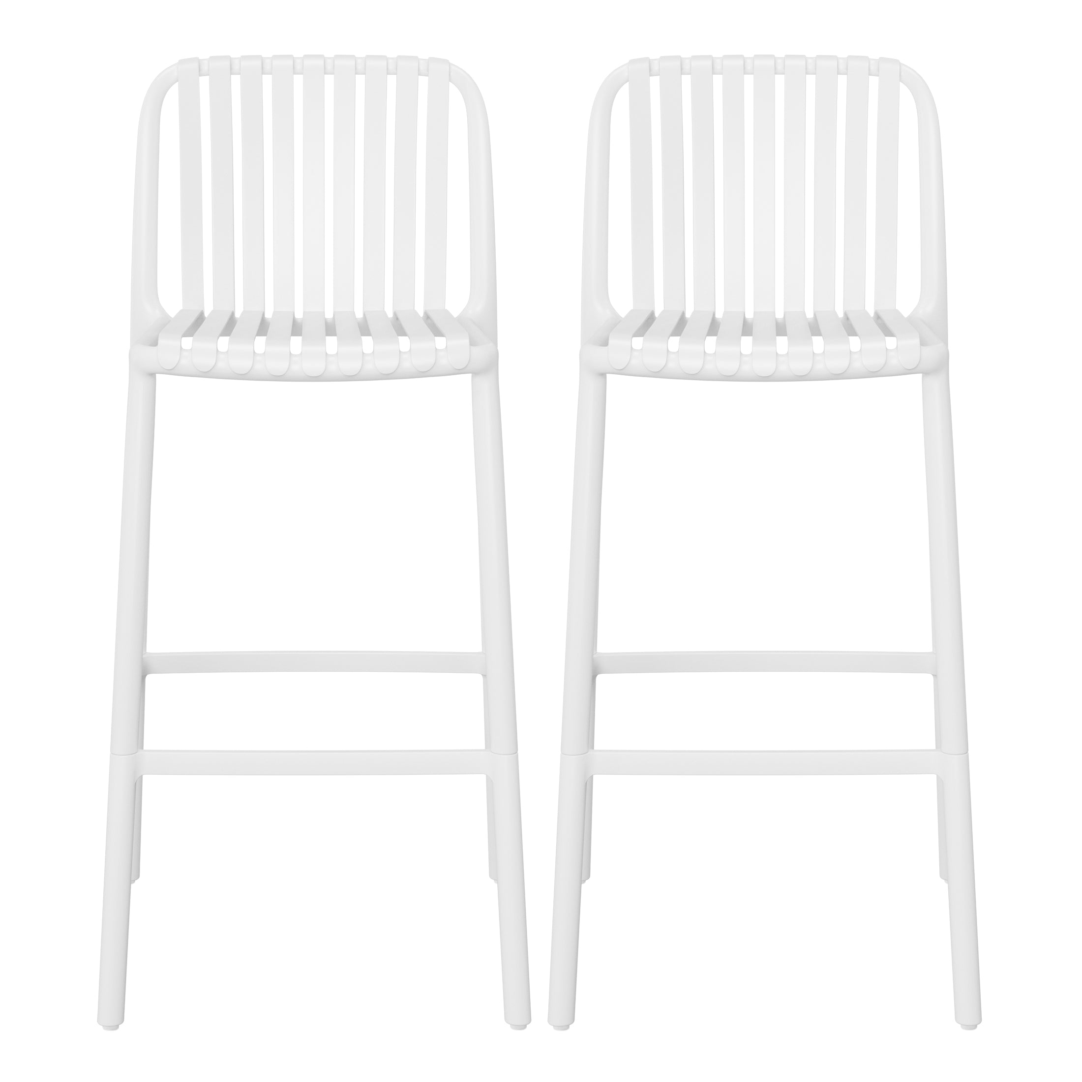 Sunshine 29.5" Outdoor Modern Polypropylene Plastic Patio Bar Height Stools (Set of 2)