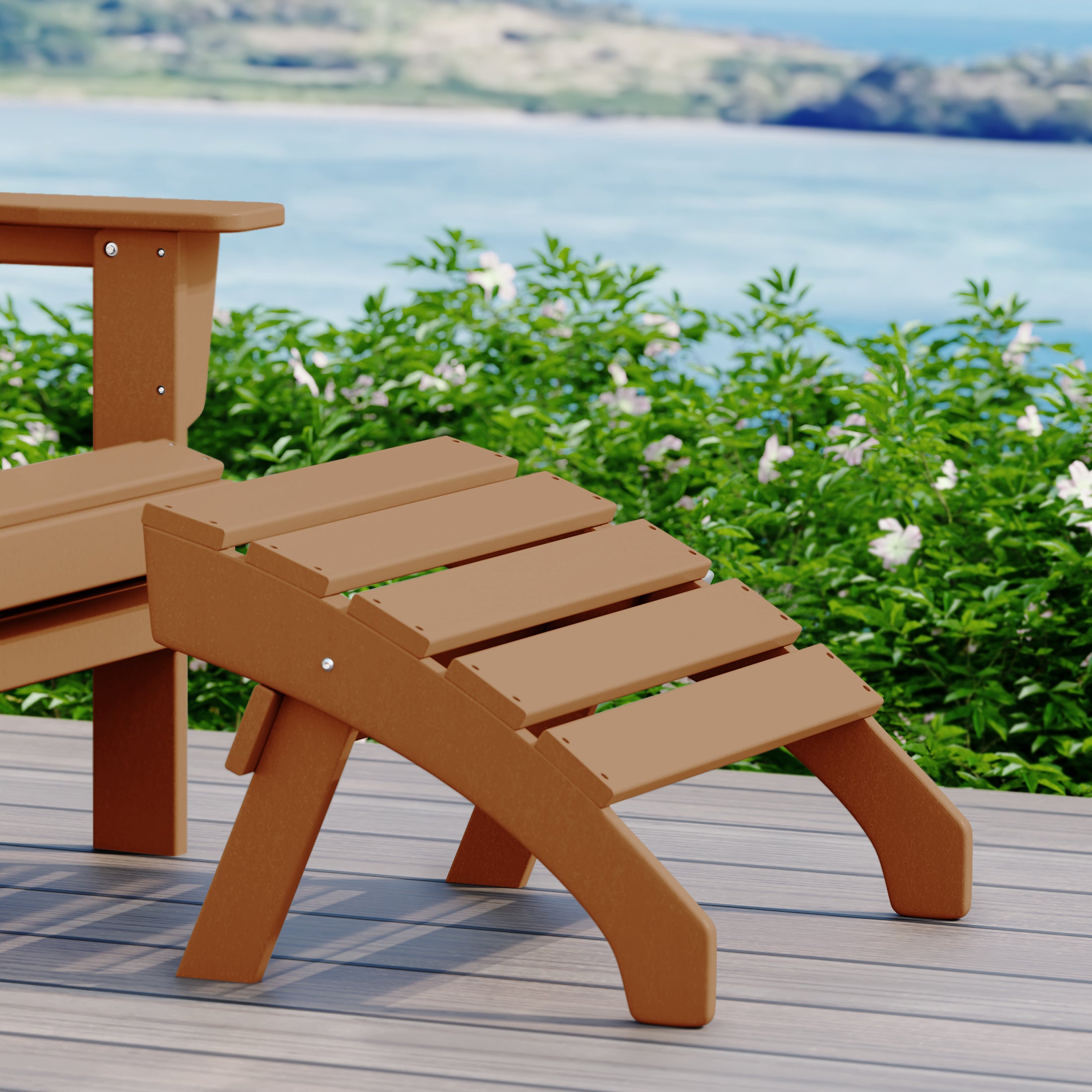 Portside Outdoor Patio HDPE Adirondack Ottoman Footrest