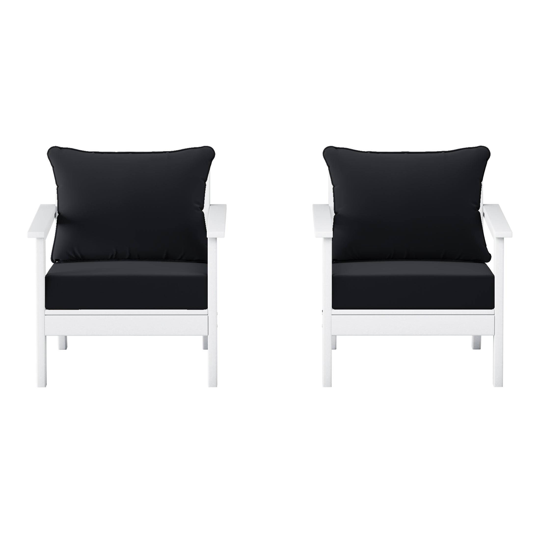 Portsmouth Outdoor Modern HDPE Patio Club Chairs with Deep Seat Cushions (Set of 2)