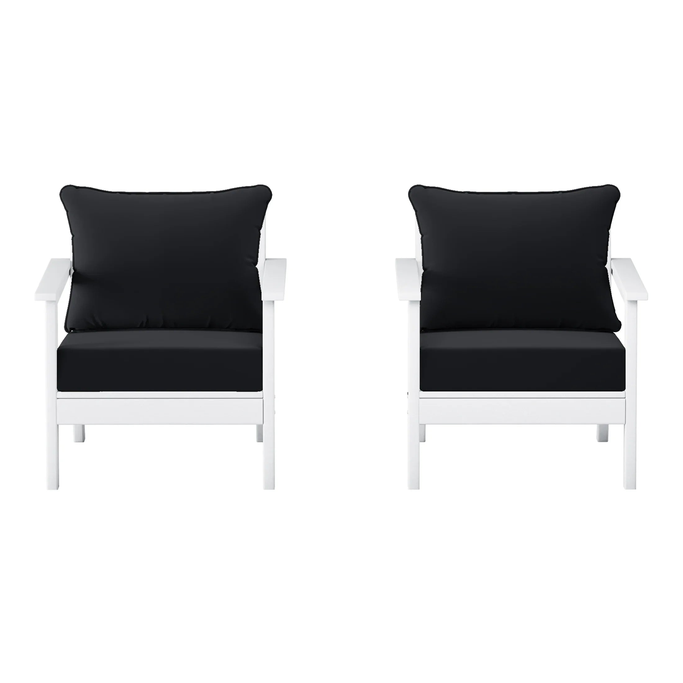Portsmouth Outdoor Modern HDPE Patio Club Chairs with Deep Seat Cushions (Set of 2)