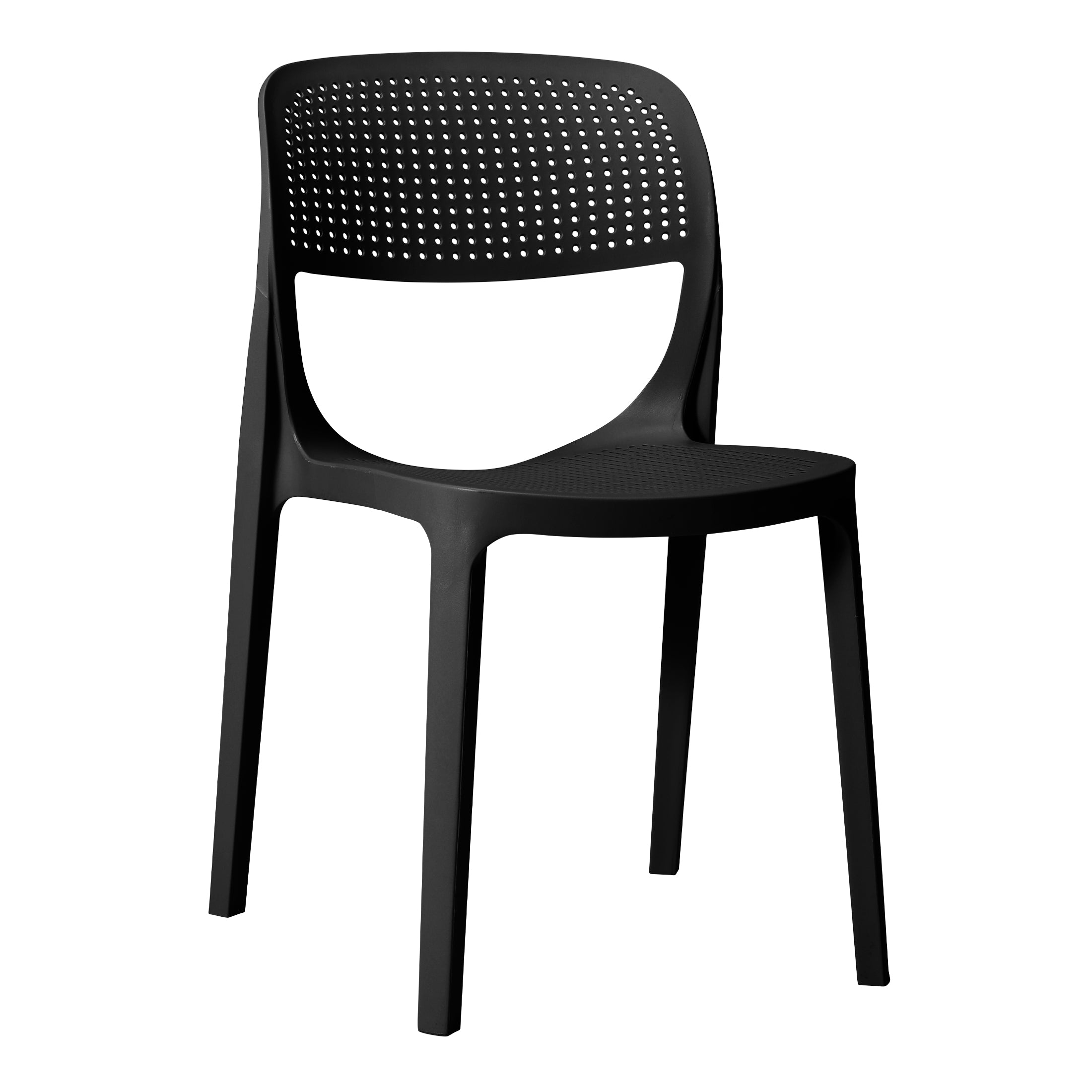 Sunshine 3-Piece Round Metal Bistro Dining Table Set And Stackable Resin Patio Dining Side Chairs