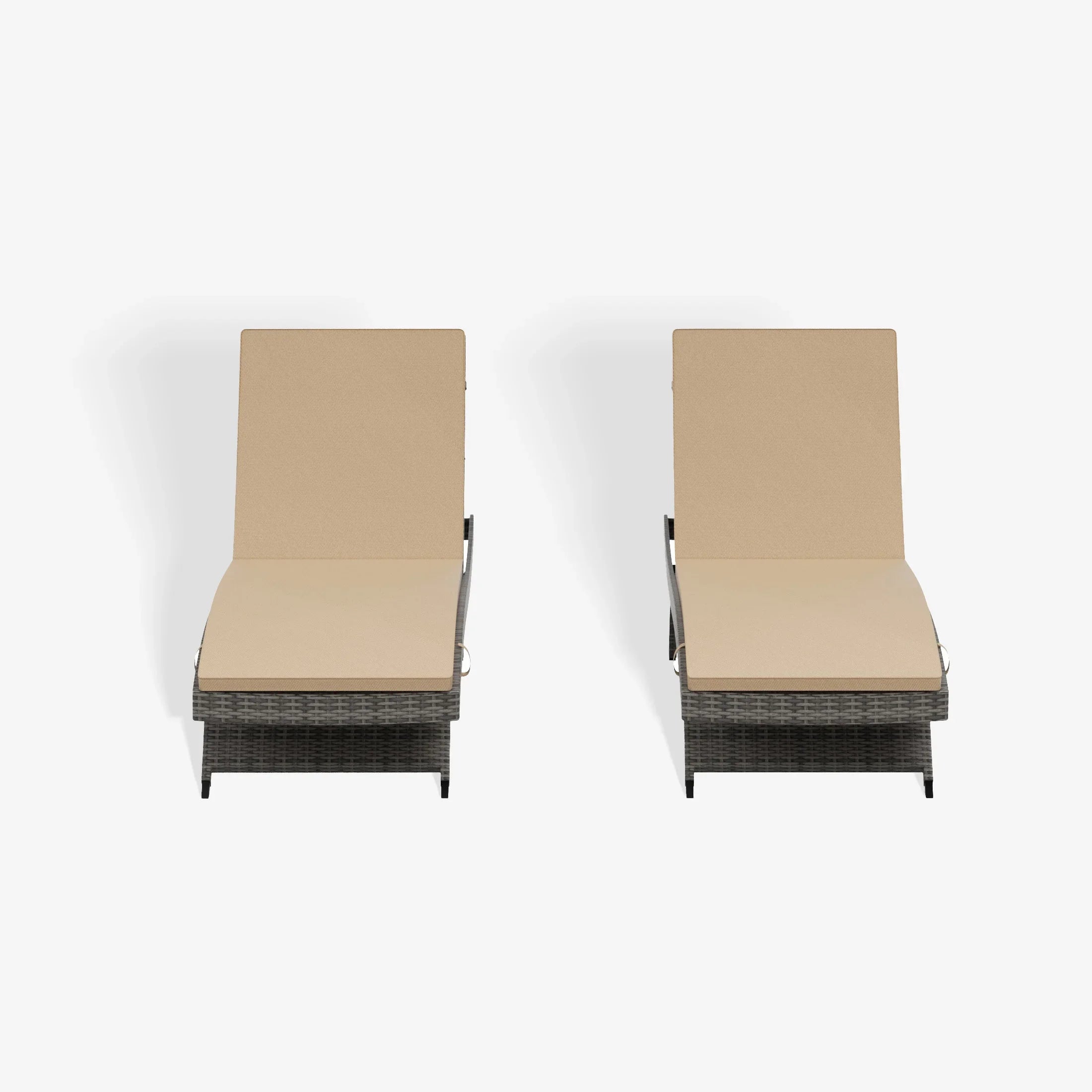 Bahama Grey Rattan Wicker Outdoor Chaise Lounge with Cushion (Set of 2)