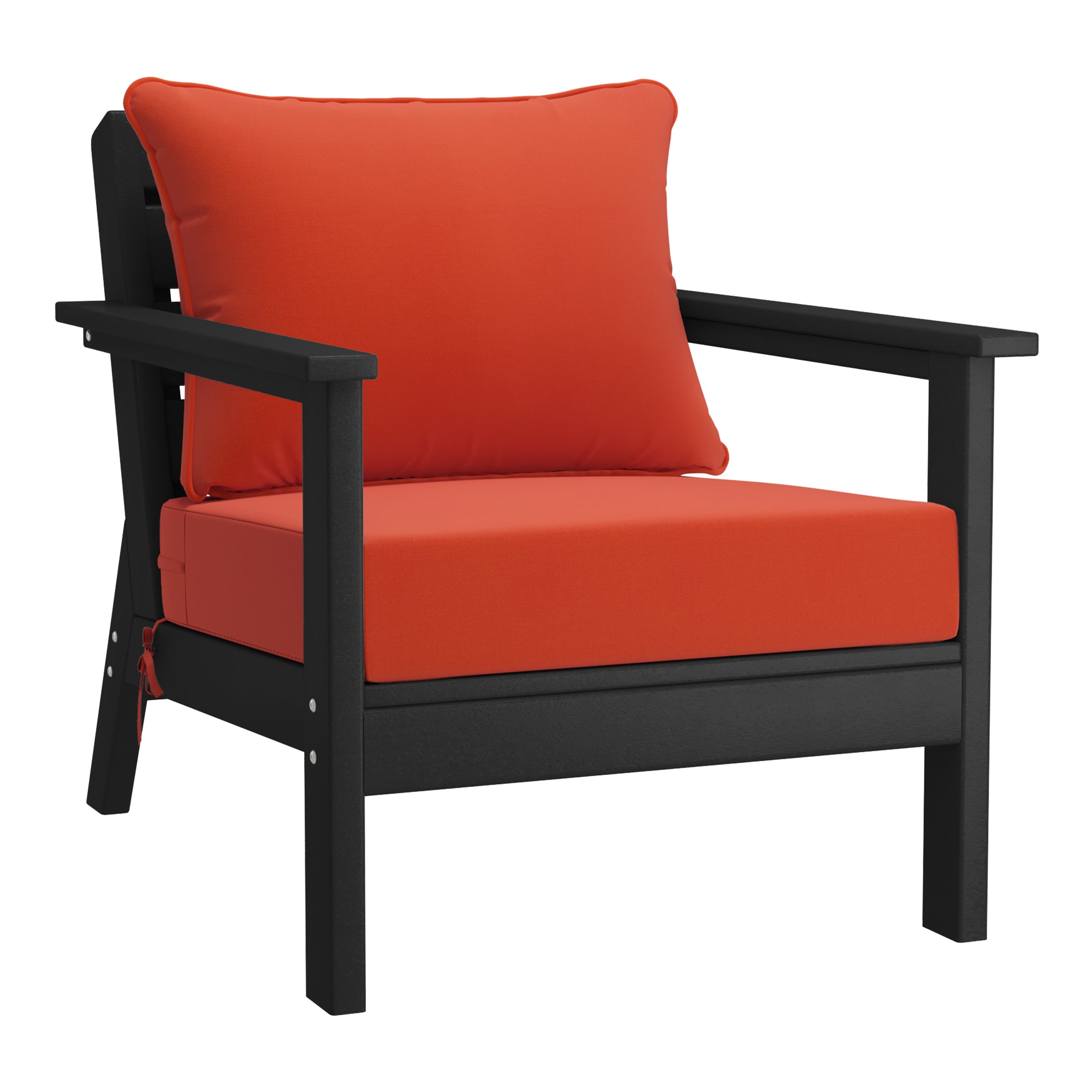 Portsmouth Outdoor Modern HDPE Patio Club Chairs with Deep Seat Cushions (Set of 2)