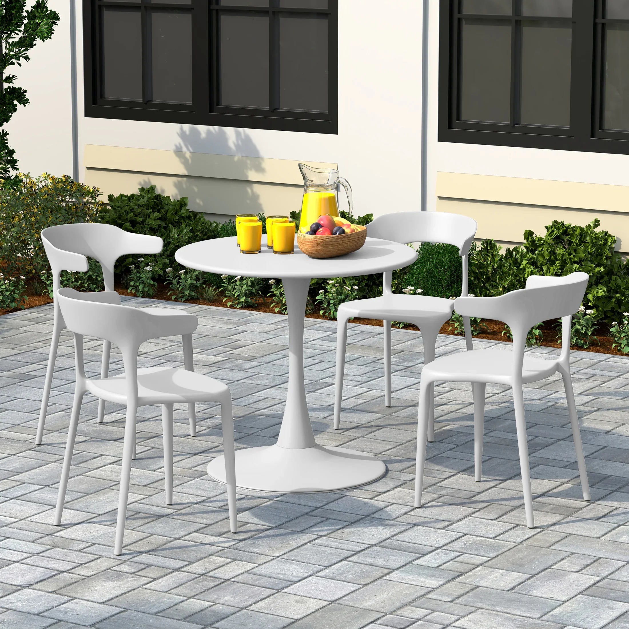 Sunshine Modern Stackable Resin Plastic Patio Dining Chair (Set of 4)