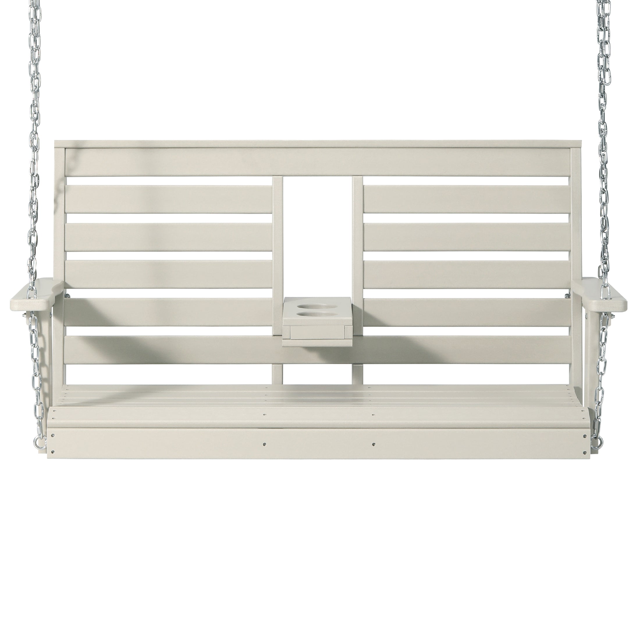 Charleston Outdoor HDPE 54" Front Hanging Porch Swing Bench With Cupholders