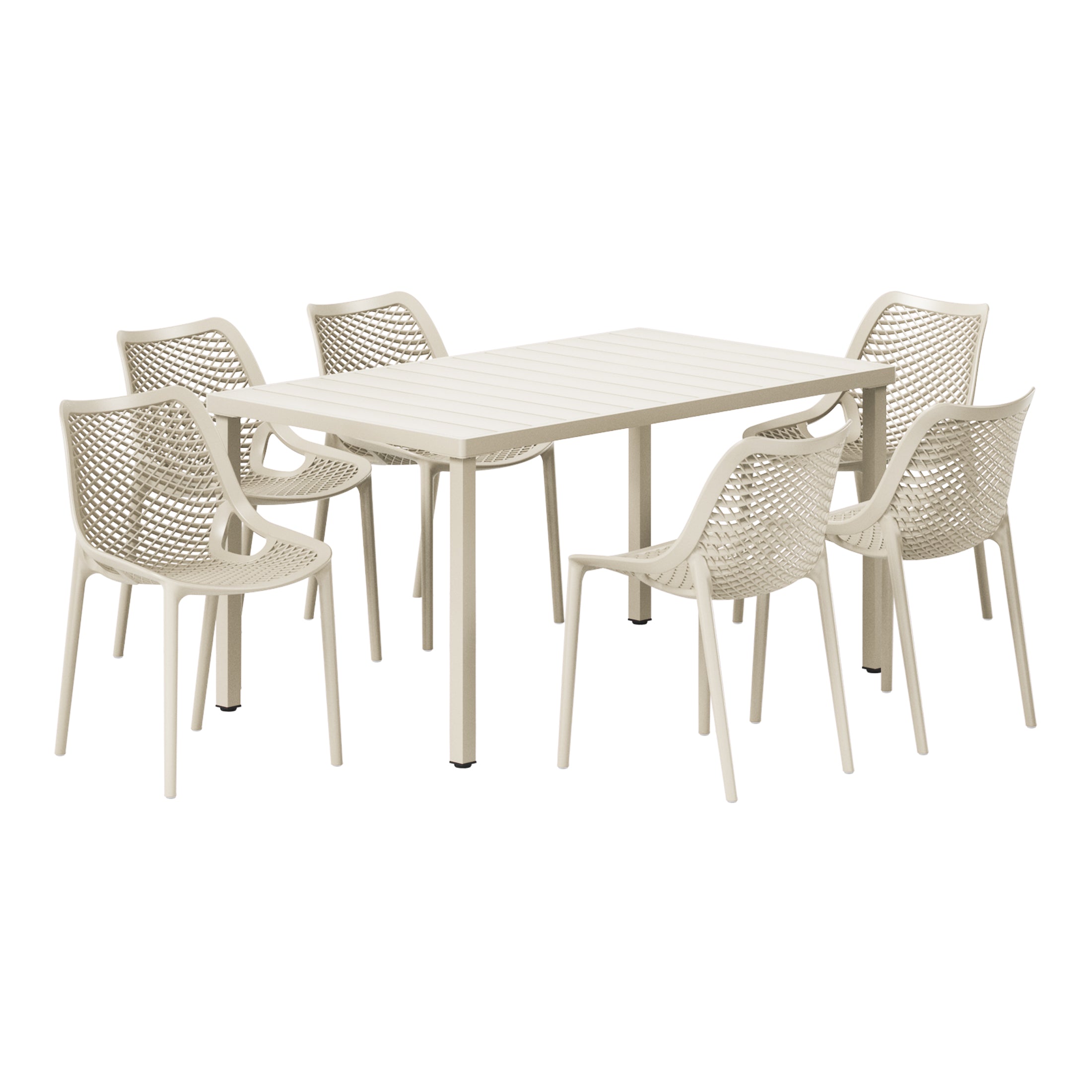 Sunshine 7-Piece Outdoor Metal Patio Dining Table Set With Stackable Patio Chairs