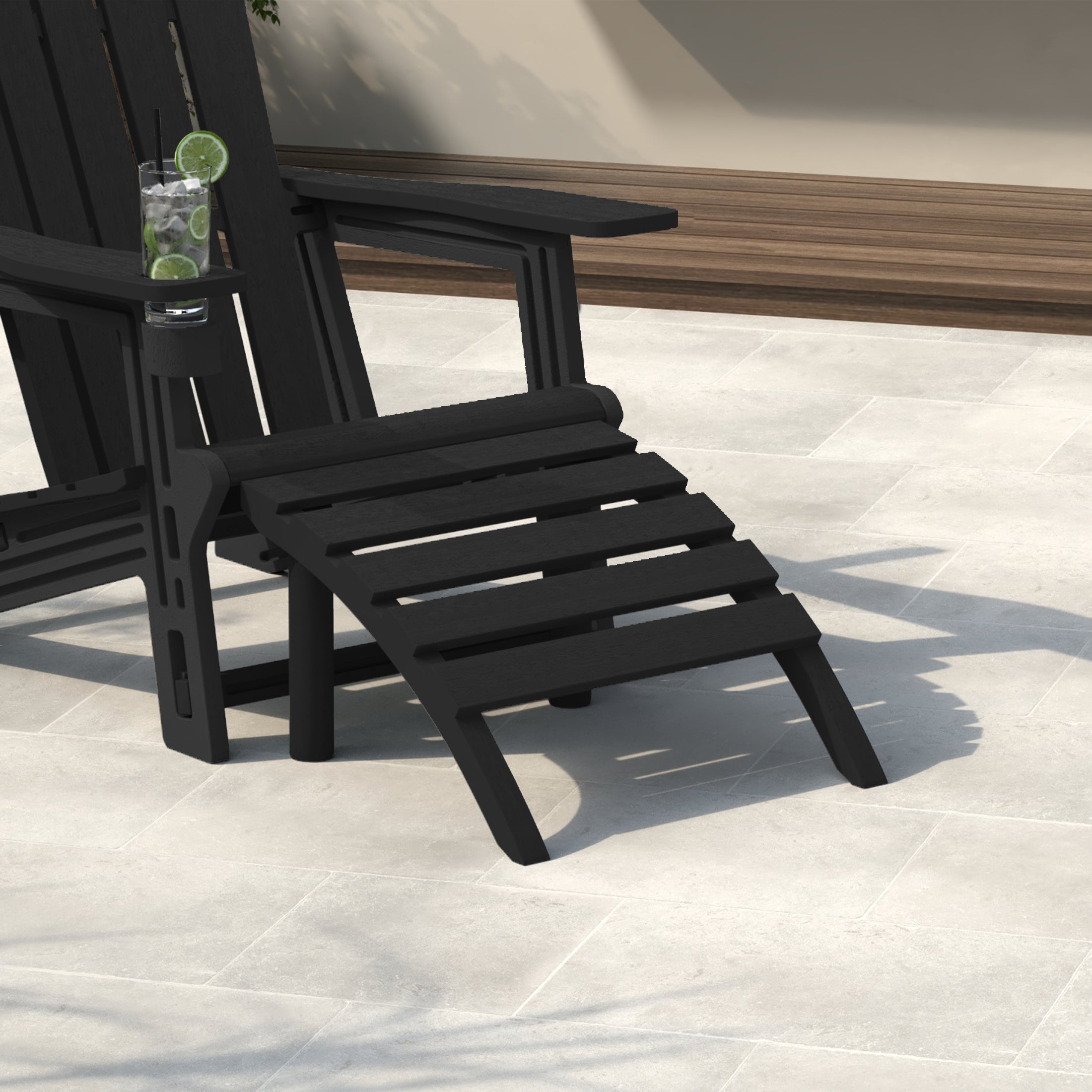 Cayman Outdoor Patio HDPE Adirondack Ottoman Footrest