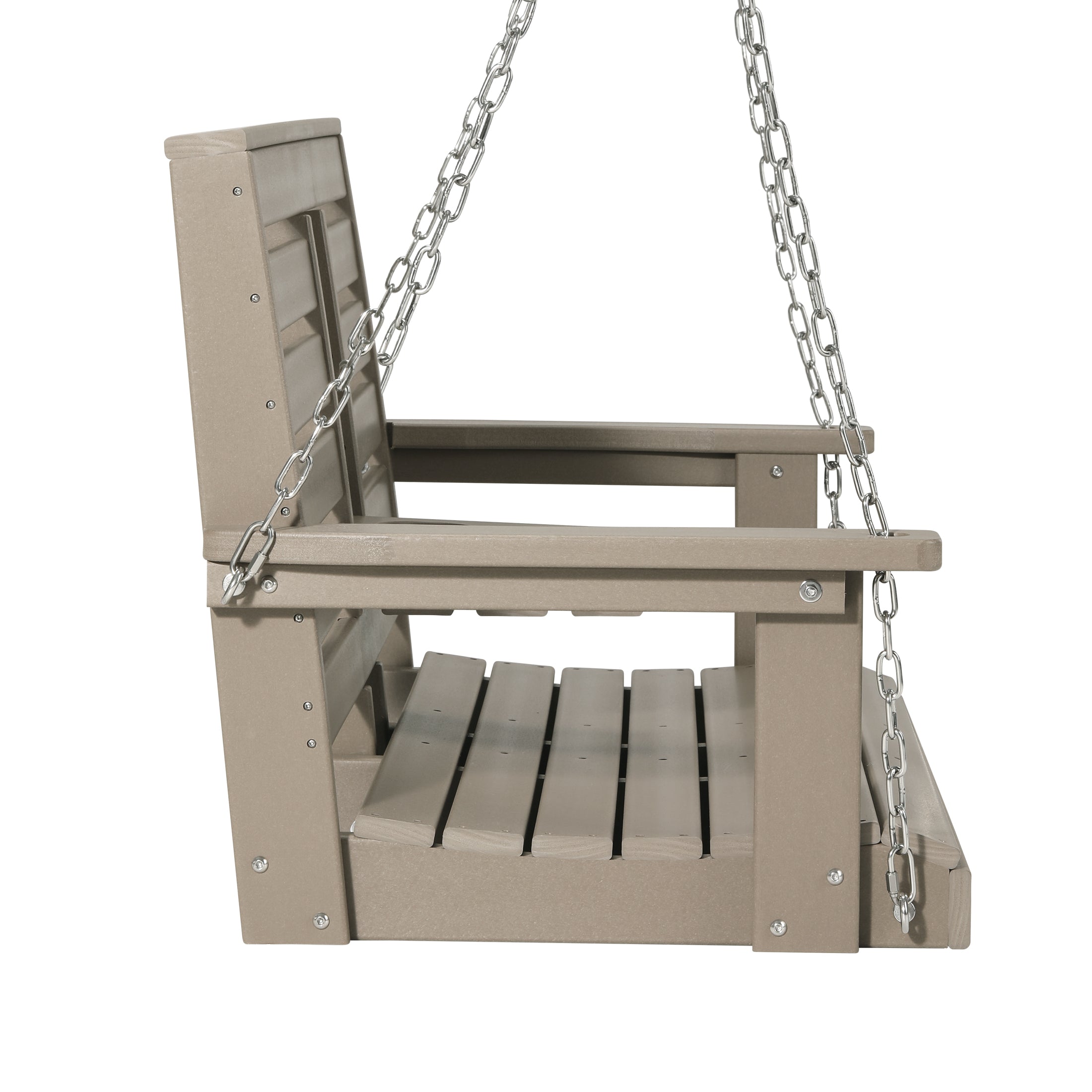 Charleston Outdoor HDPE 54" Front Hanging Porch Swing Bench With Cupholders