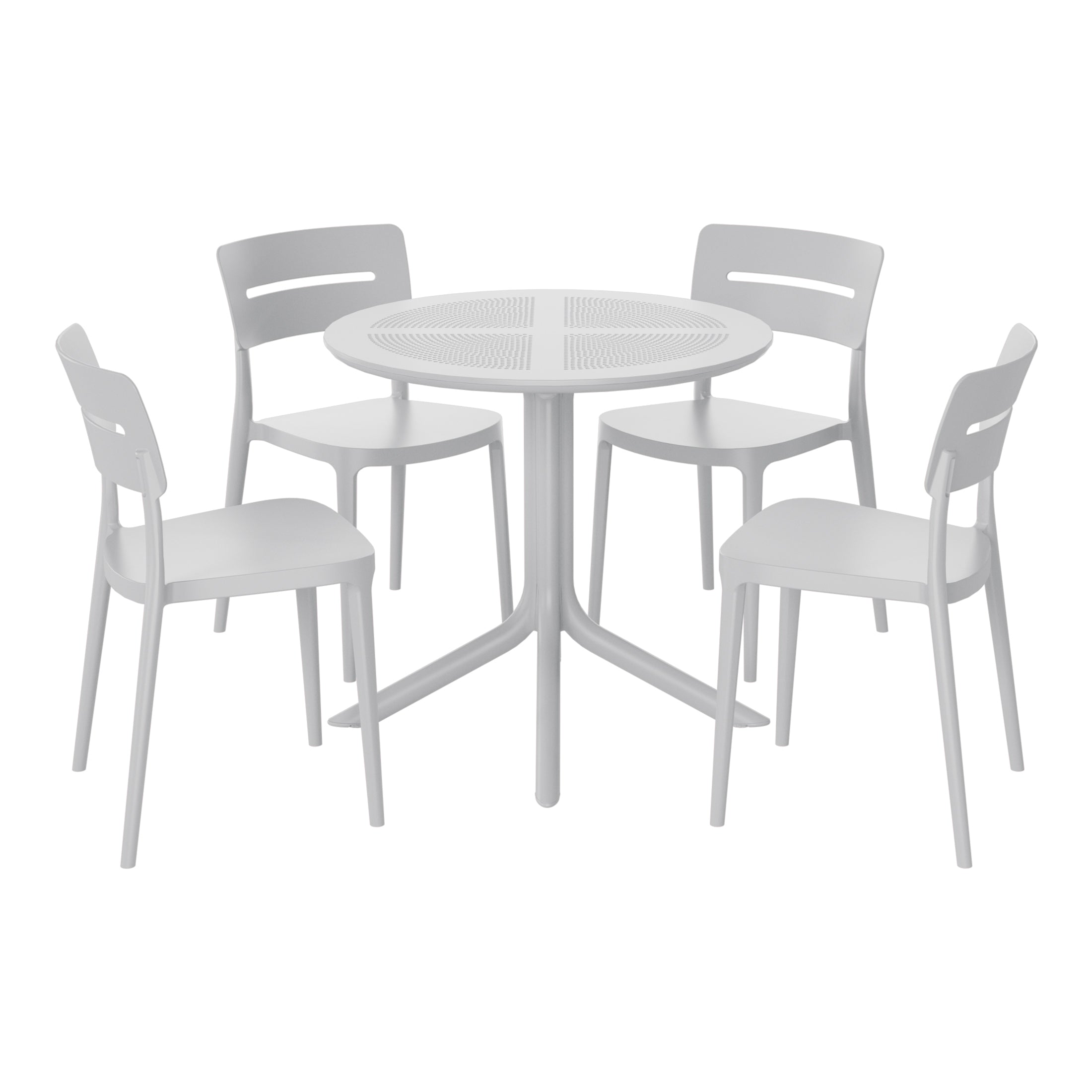Sunshine Modern 5-Piece Resin Round Patio Dining Table Set with Stackable Patio Dining Chairs