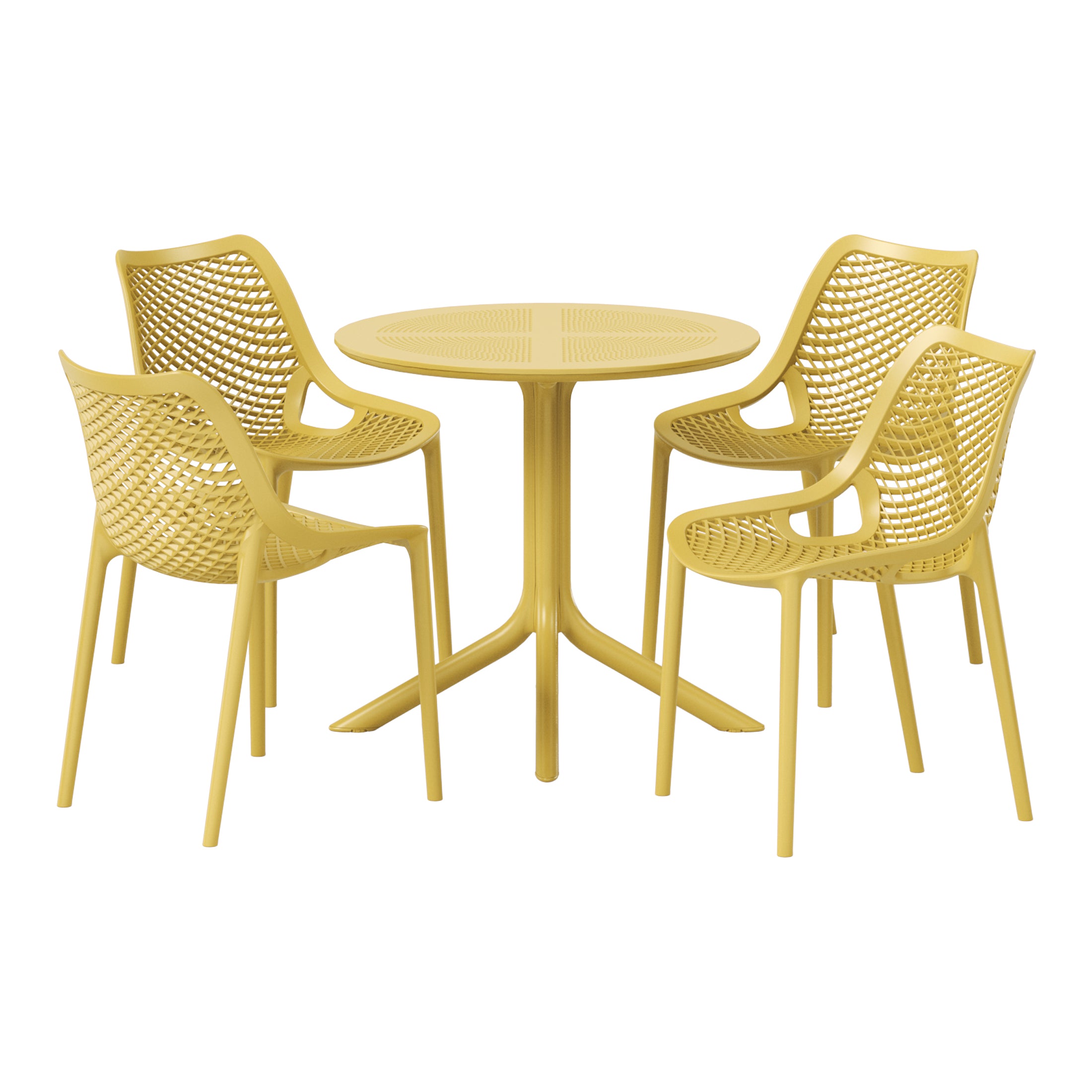 Sunshine 5-Piece Modern Round Patio Dining Table Set with Stackable Patio Dining Chairs