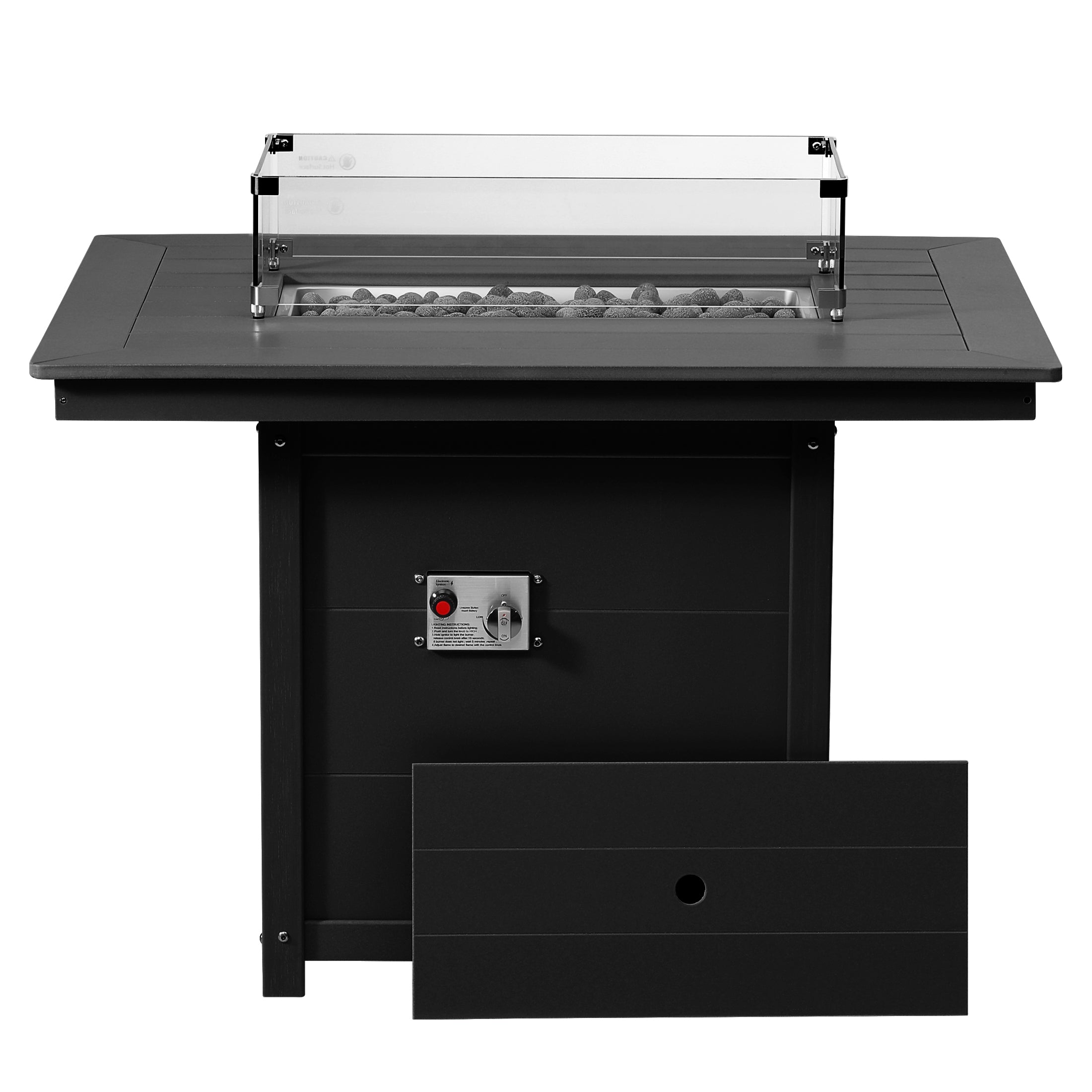 Sol 46" Modern Outdoor Patio Gas Propane Rectangular Fire Pit Table