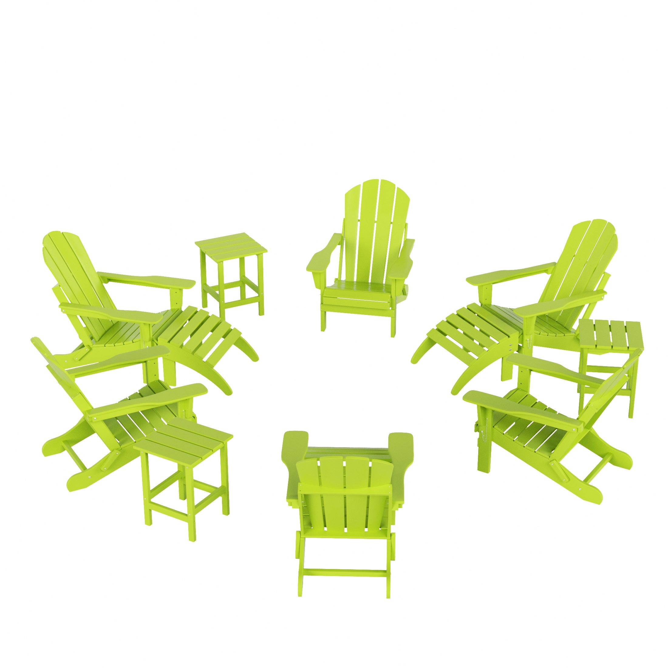 Paradise 12-Piece Outdoor Folding Poly Adirondack Chair With Ottoman And Side Table