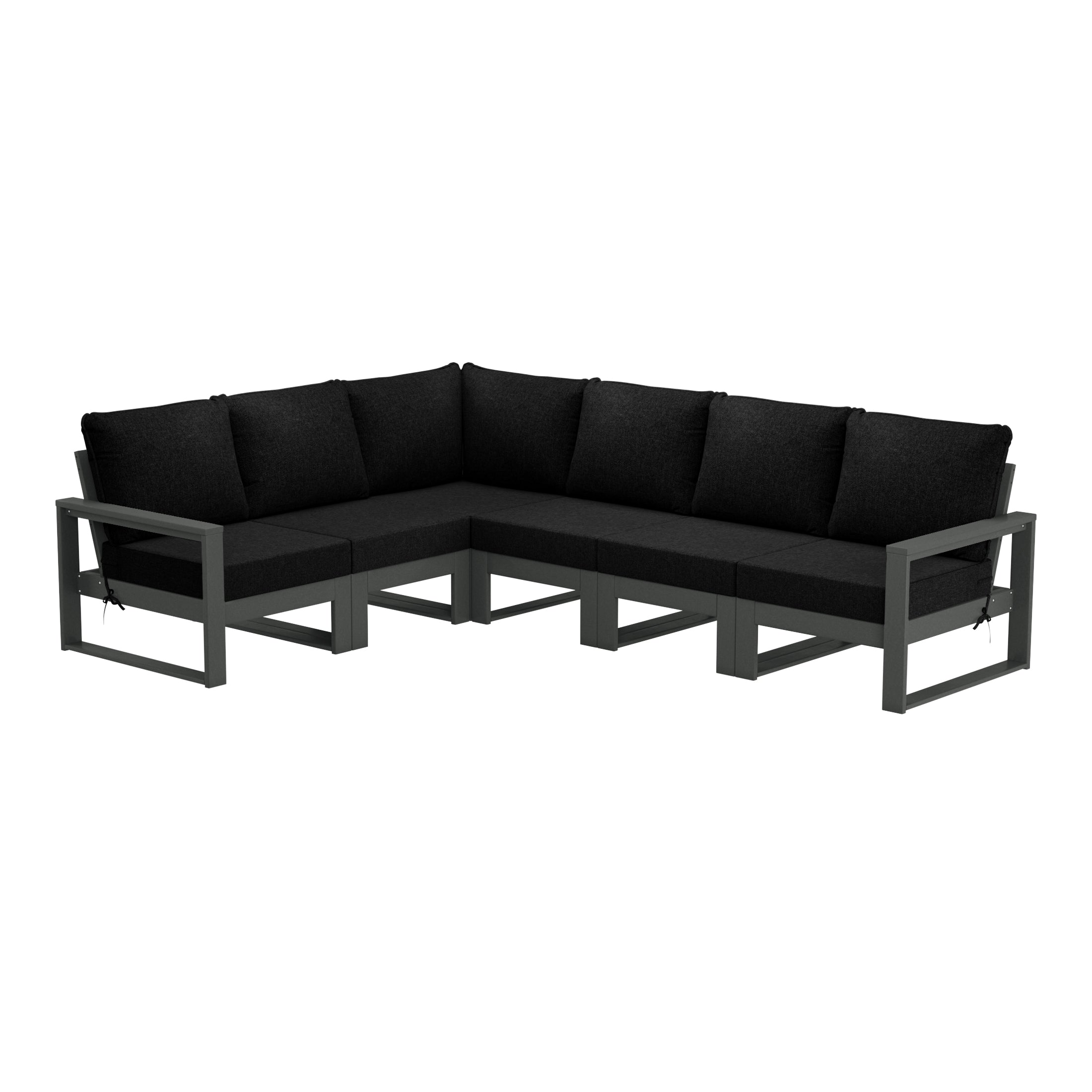 Rockaway 6-Piece Outdoor L-Shaped Patio Corner Sectional Sofa Conversation Set