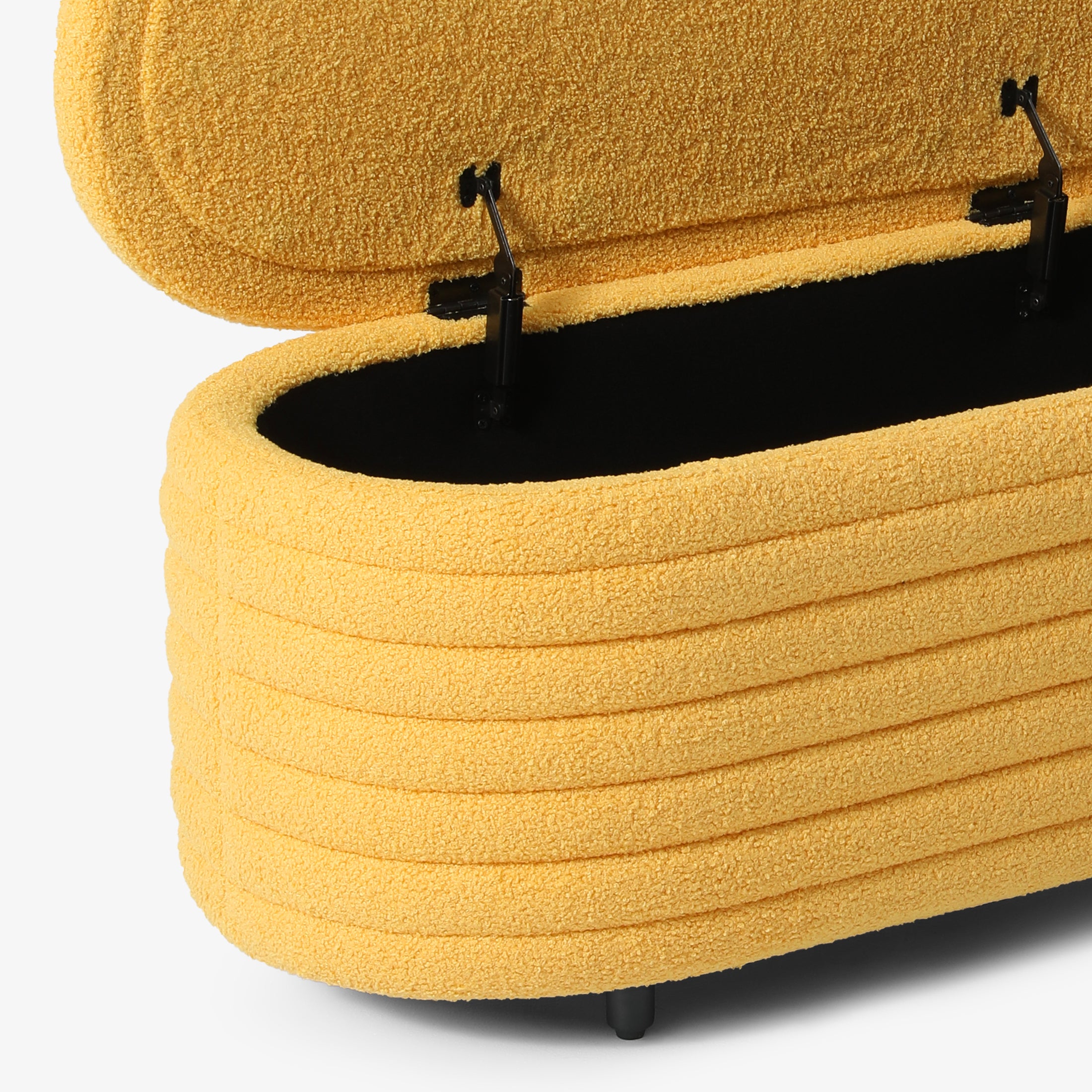 Celine 42" Wide Mid-Century Modern Upholstered Teddy Sherpa Tufted Oval Storage Ottoman Bench