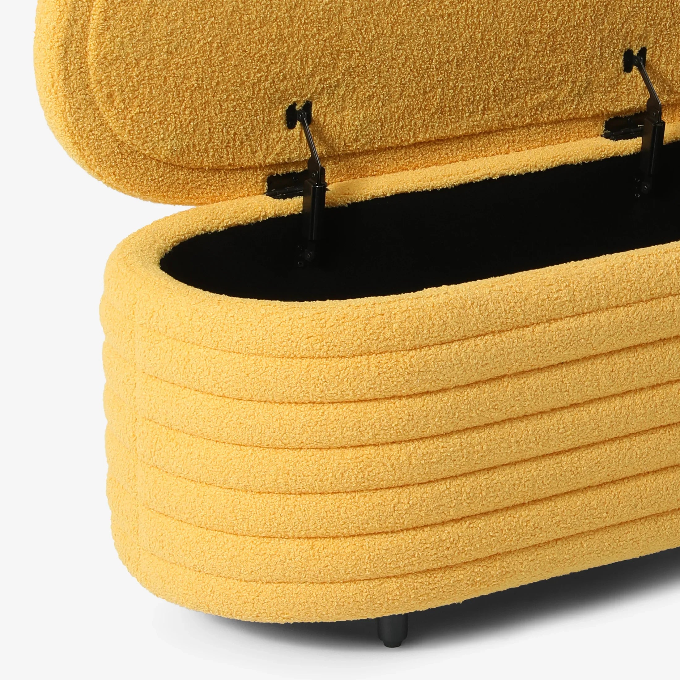 Celine 42" Wide Mid-Century Modern Upholstered Teddy Sherpa Tufted Oval Storage Ottoman Bench