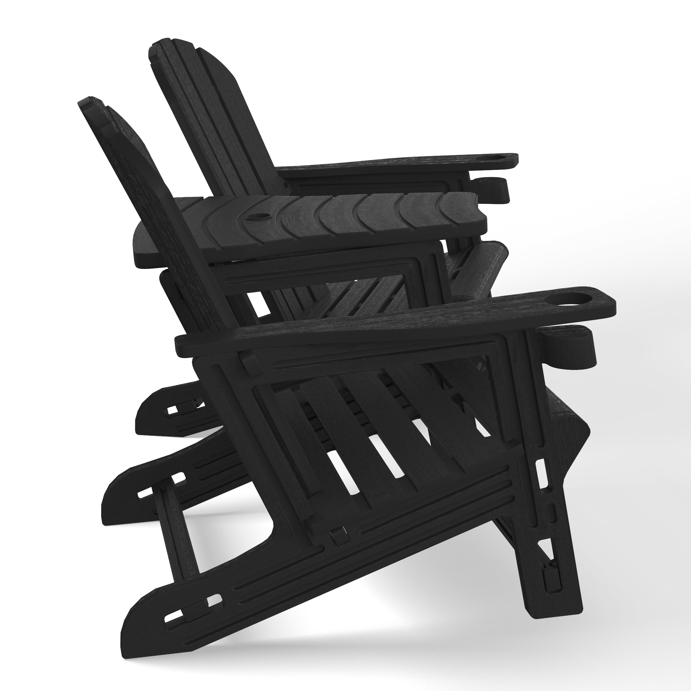 Cayman Outdoor HDPE Adirondack Chairs With Connecting Table Tray (Set of 2)