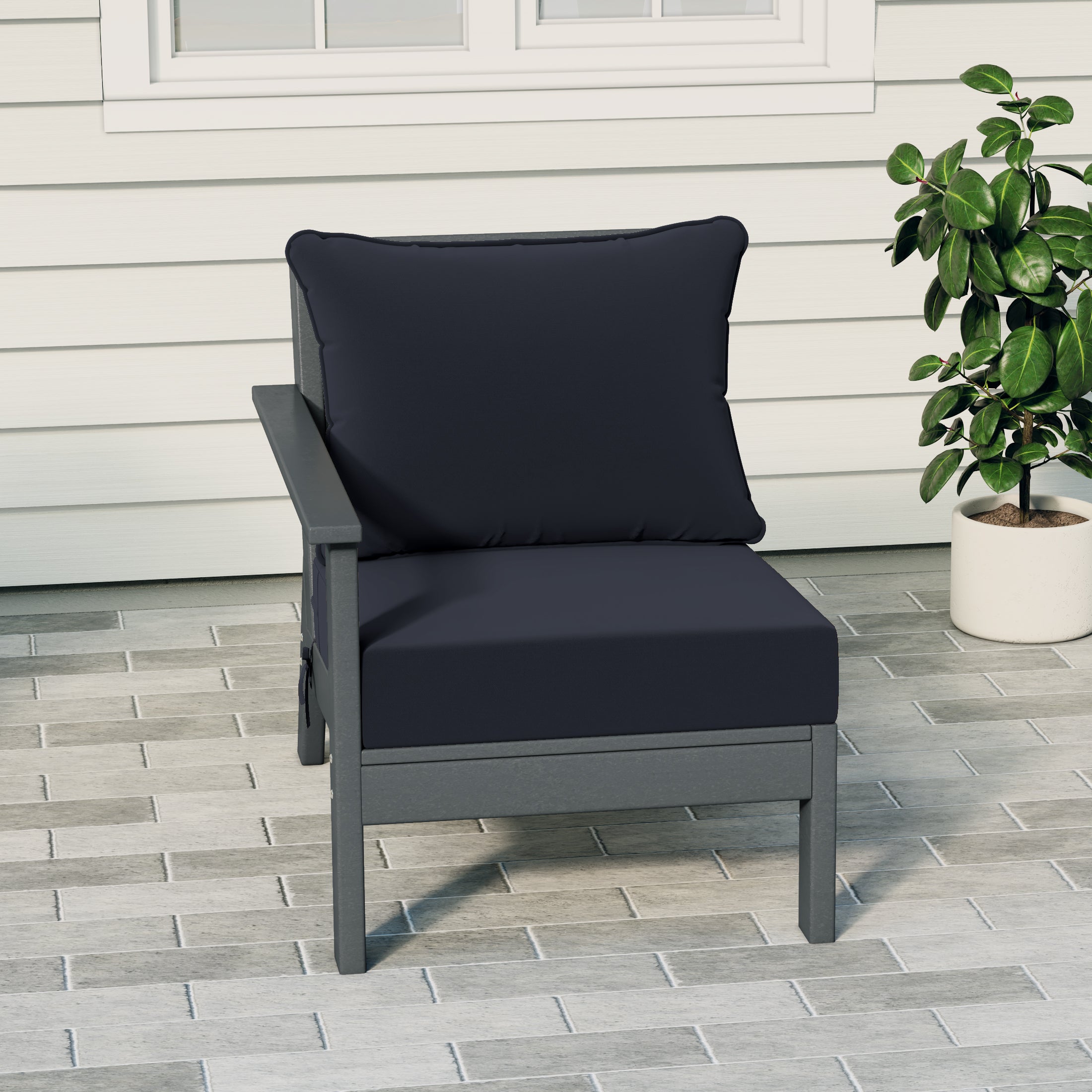 Portsmouth Outdoor Patio HDPE Left Arm Sectional Corner Club Chair with Patio Cushions