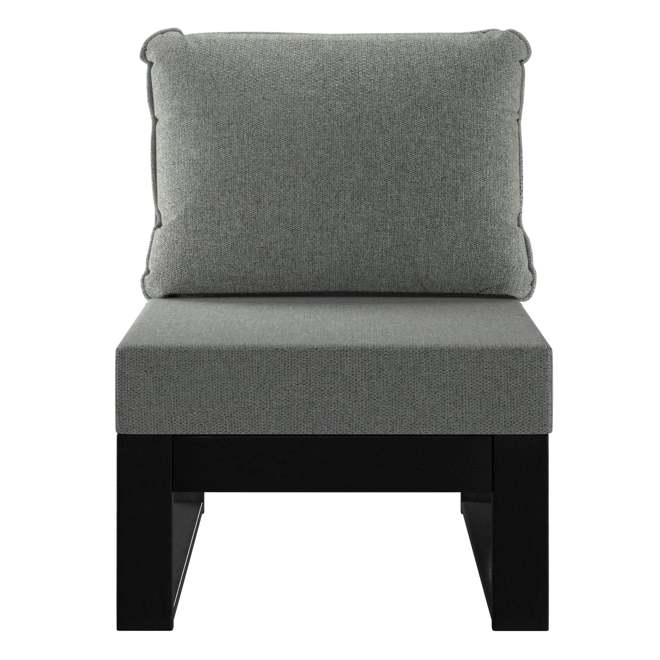 Rockaway Outdoor HDPE Sectional Armless Chair with Water-Proof Patio Cushions