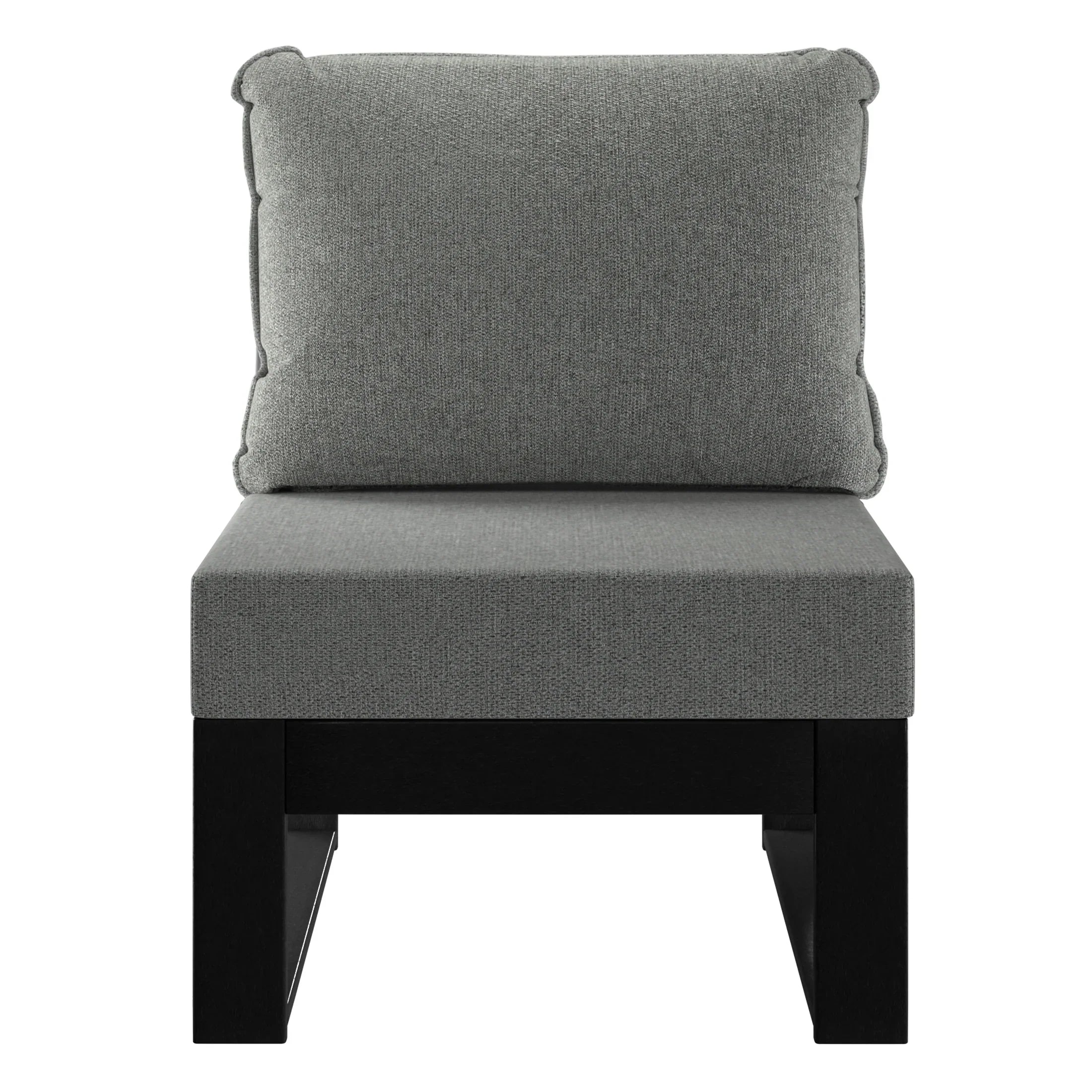 Rockaway Outdoor HDPE Sectional Armless Chair with Water-Proof Patio Cushions