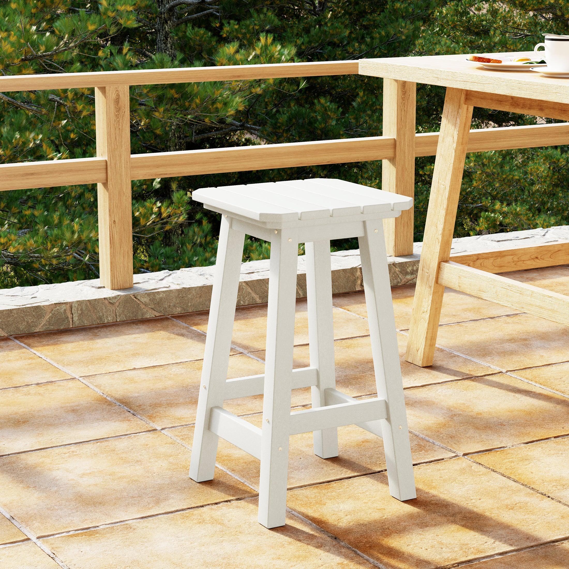 Paradise 24" HDPE Outdoor Patio Counter High Backless Square Bar Stool