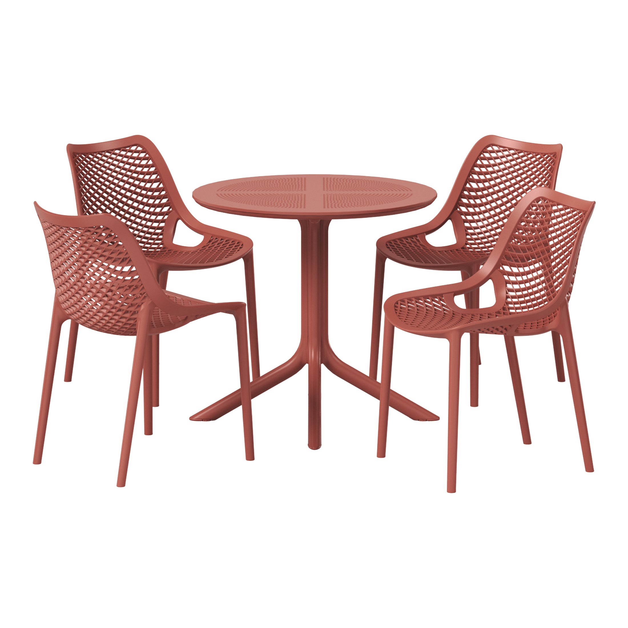 Sunshine 5-Piece Modern Round Patio Dining Table Set with Stackable Patio Dining Chairs