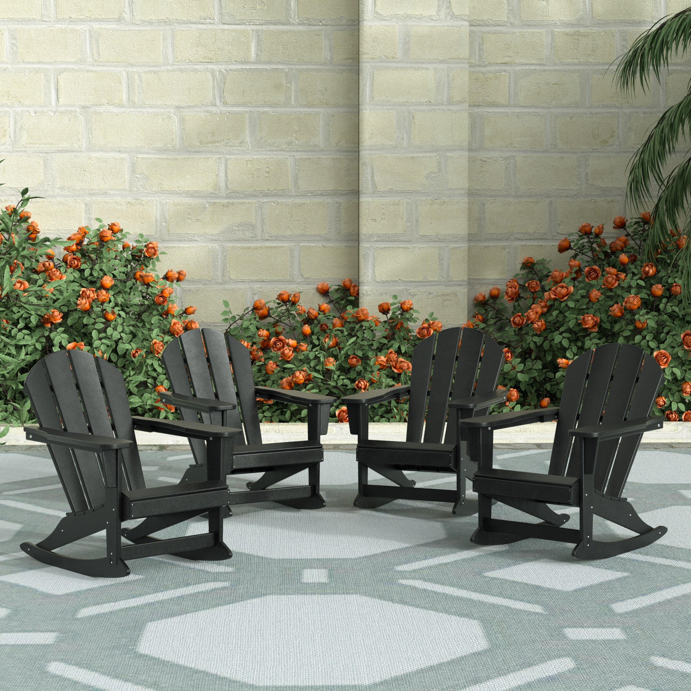 Paradise Outdoor Patio Porch Rocking Adirondack Chair (Set of 4)