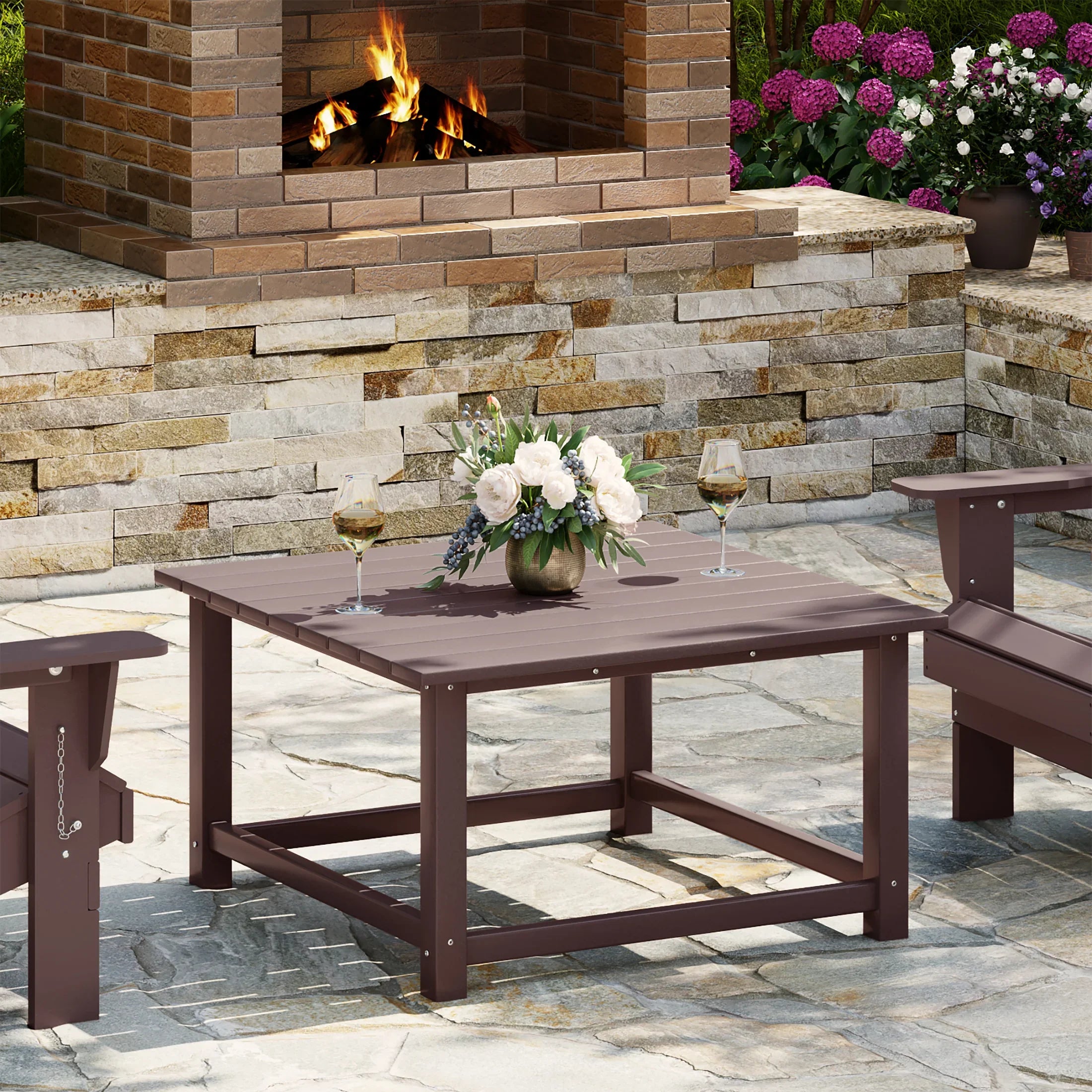 Paradise Low Outdoor HDPE Square Patio Coffee Table