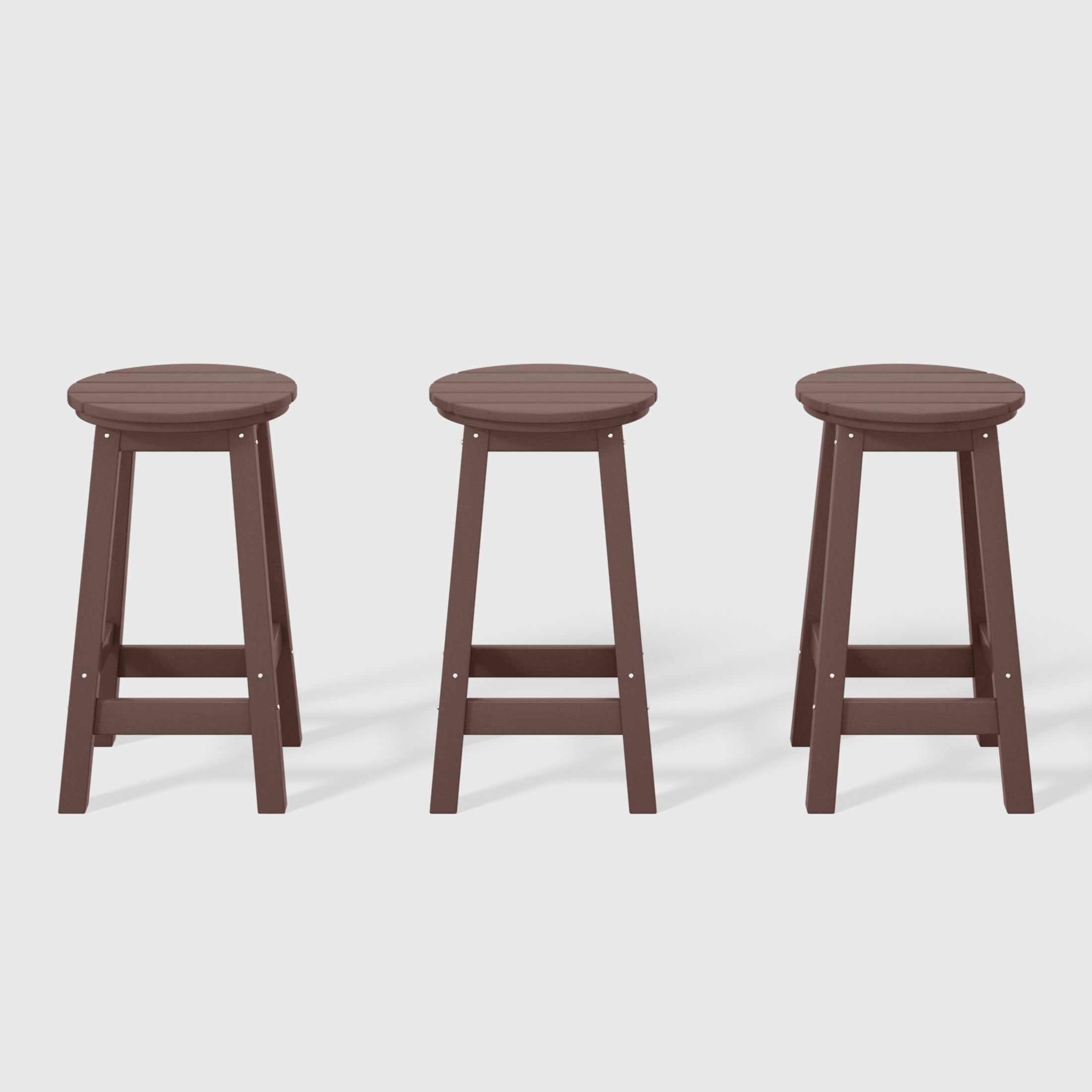 Paradise 24" HDPE Outdoor Patio Round Counter Height Bar Stool Set of 3