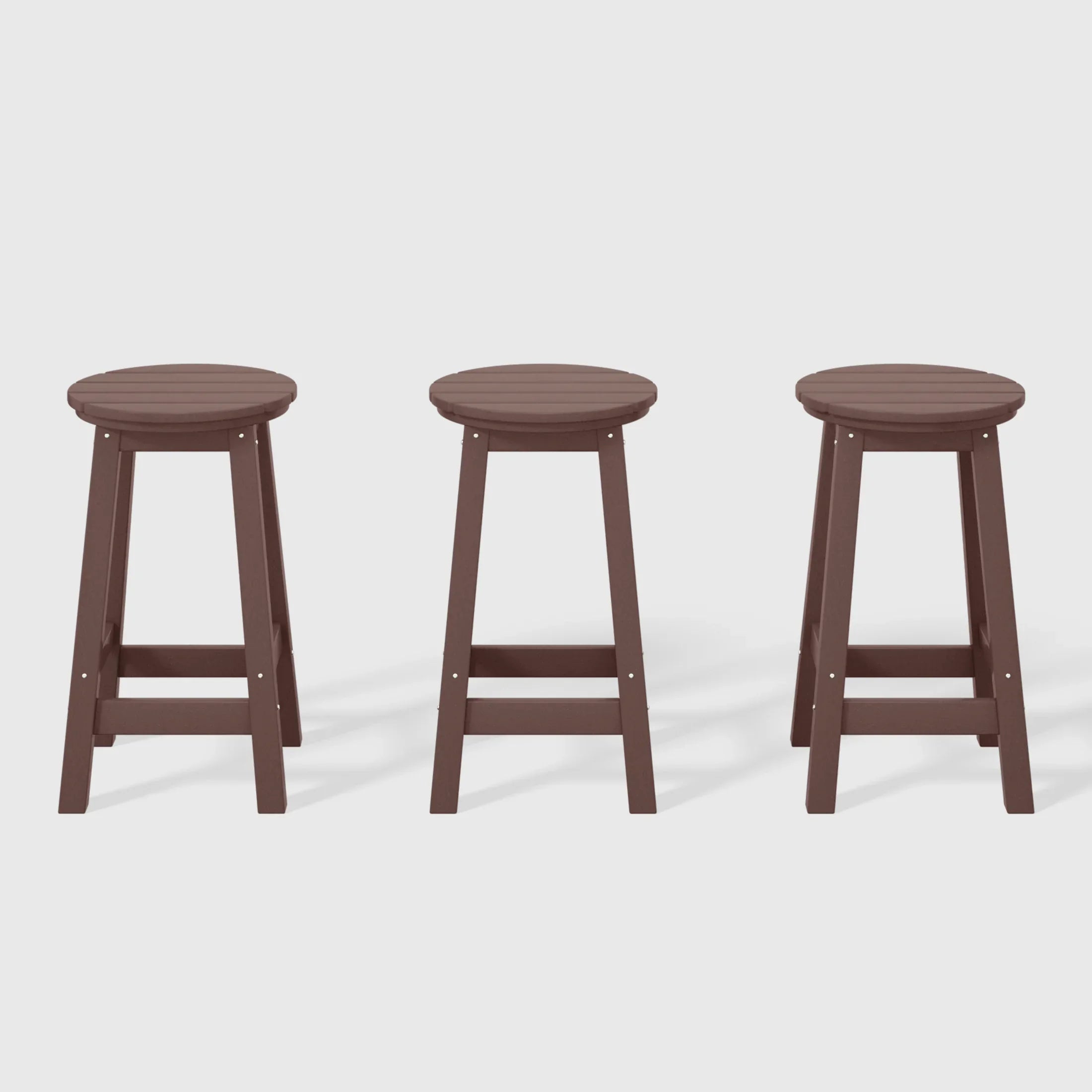 Paradise 24" HDPE Outdoor Patio Round Counter Height Bar Stool Set of 3