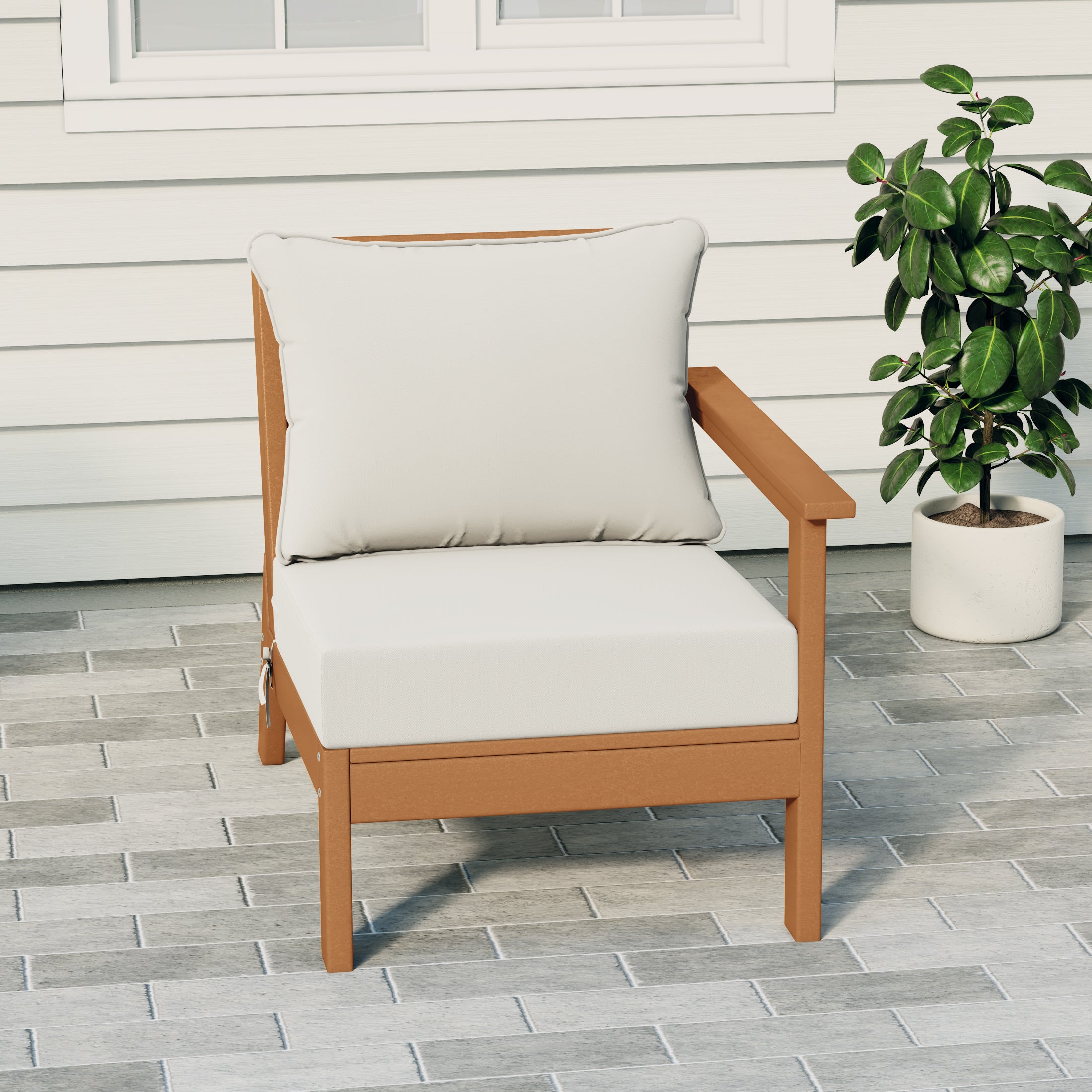 Portsmouth Outdoor Patio HDPE Right Arm Sectional Corner Club Chair with Patio Cushions
