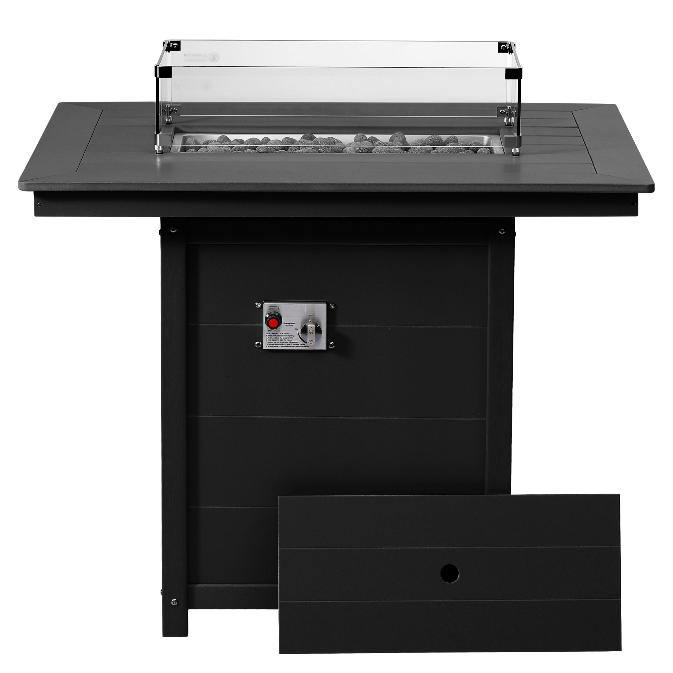 Sol 46" Modern Outdoor Patio Gas Propane Rectangle Fire Pit Table