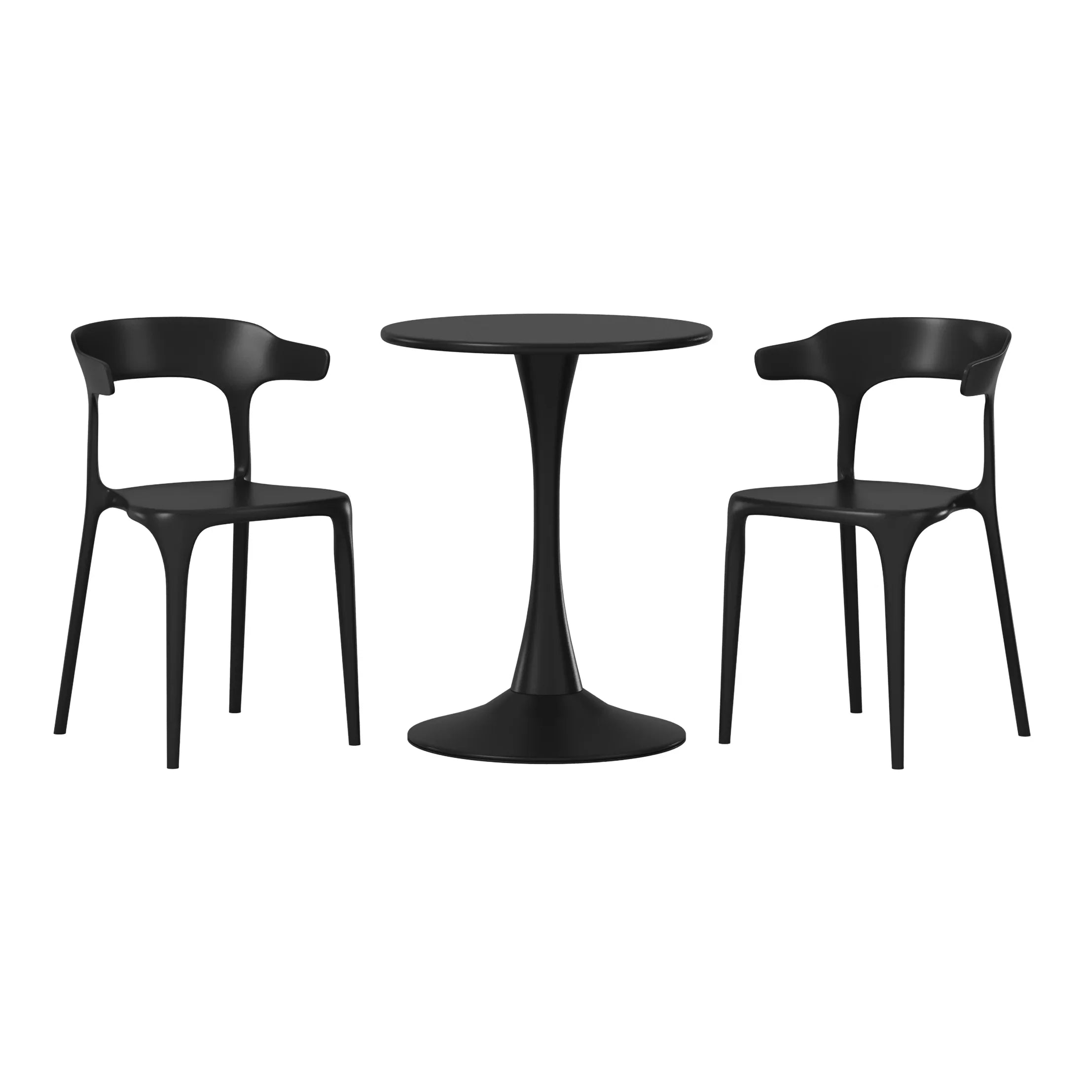 Sunshine 3-Piece Outdoor Metal Patio Dining Table Set With Stackable Modern Patio Side Chairs