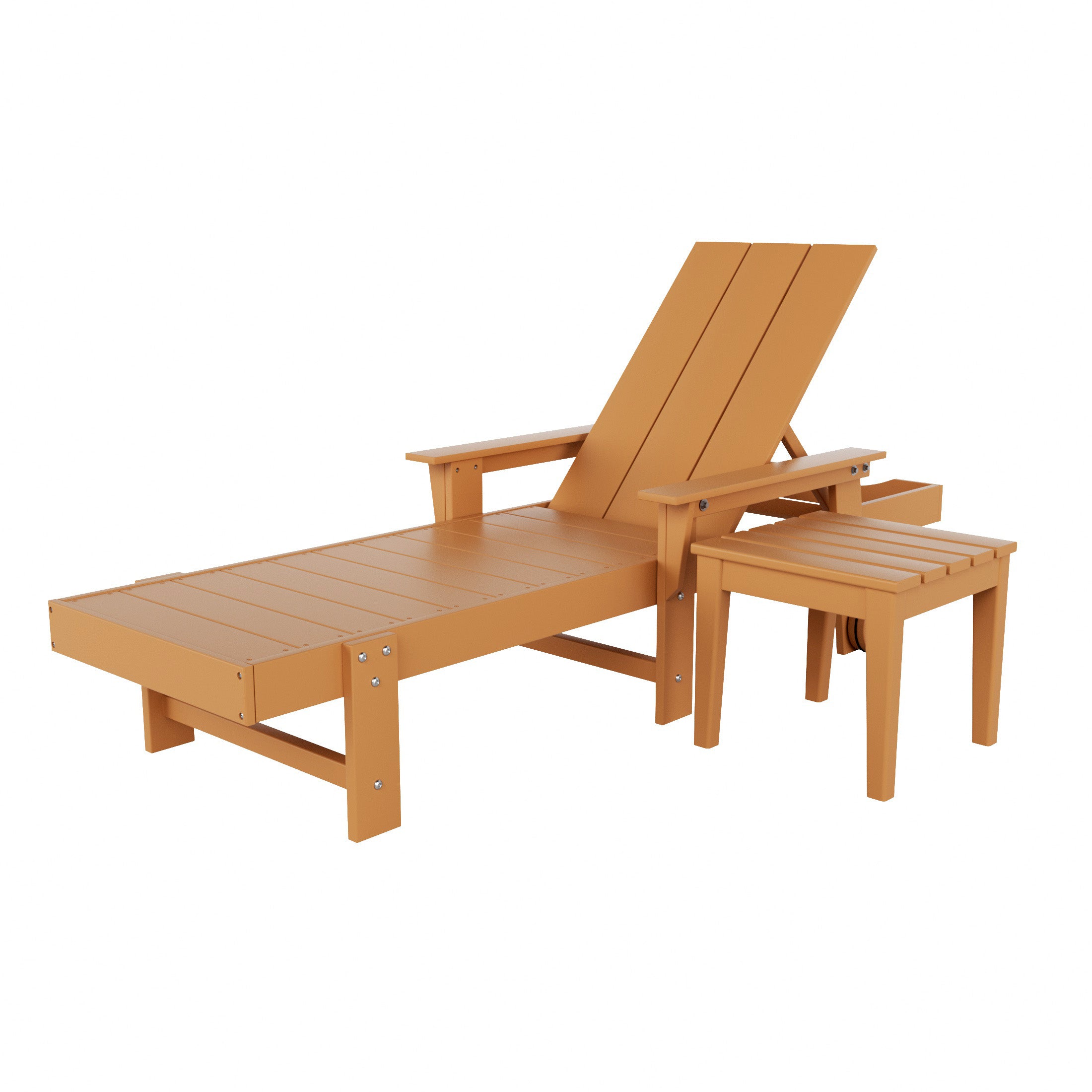 Palms Modern Reclining Chaise Lounge with Side Table 2-Piece Set