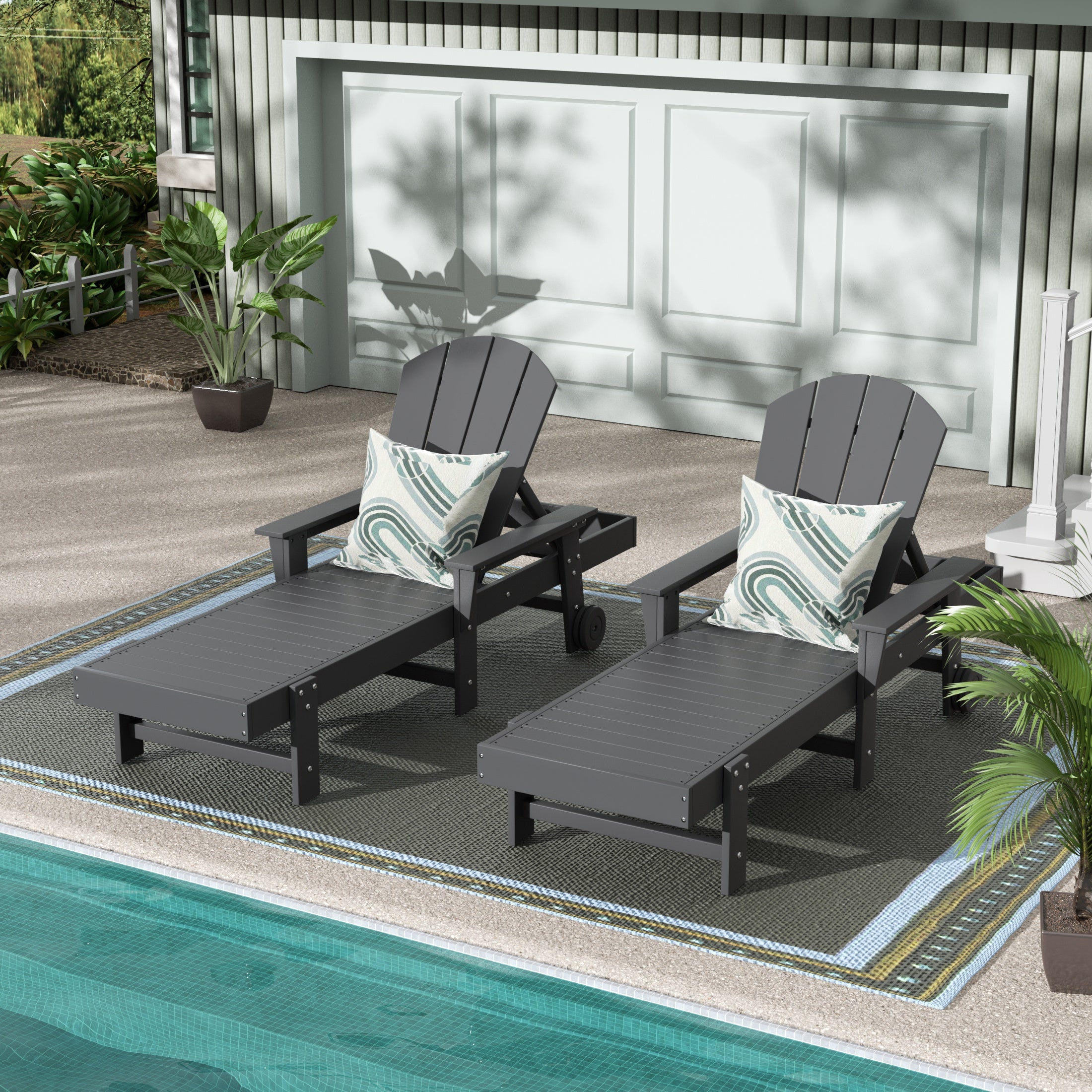 Paradise 2 Piece Reclining Chaise Lounge With Arms & Wheels