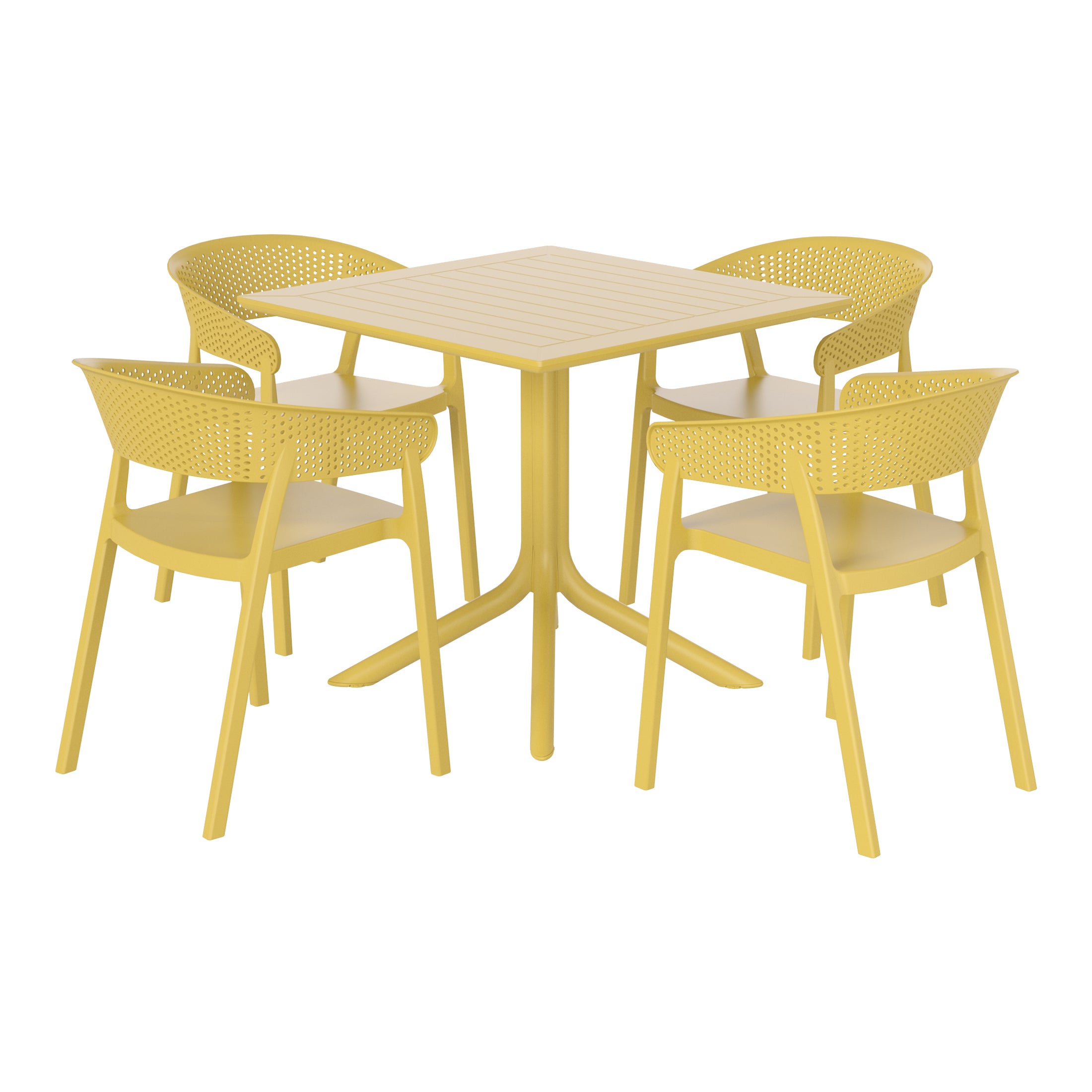 Sunshine 5-Piece Outdoor Resin Square Patio Dining Table Set with Stackable Patio Dining Chairs