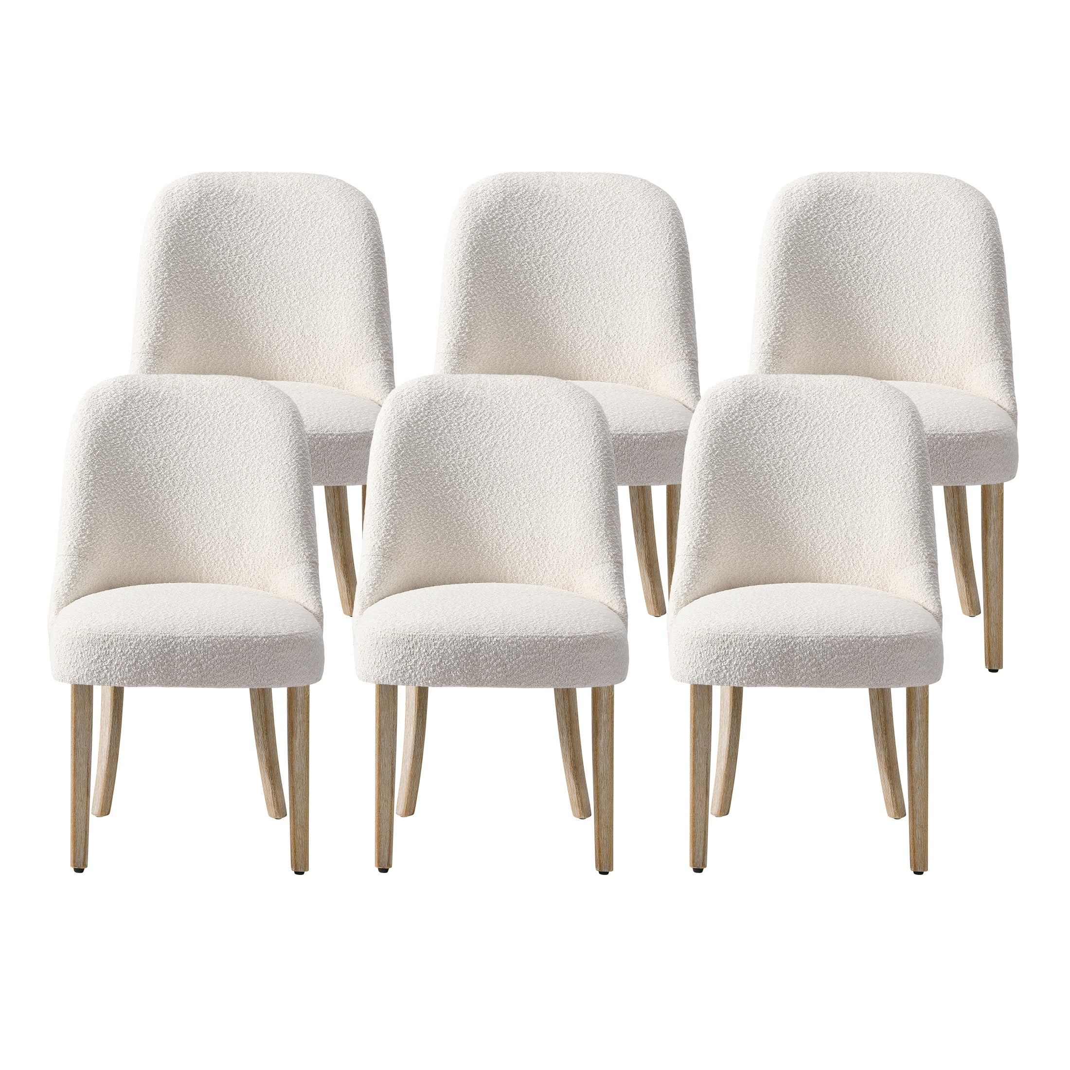 Amélie Mid-Century Modern Upholstered Boucle Dining Chair (Set of 6)