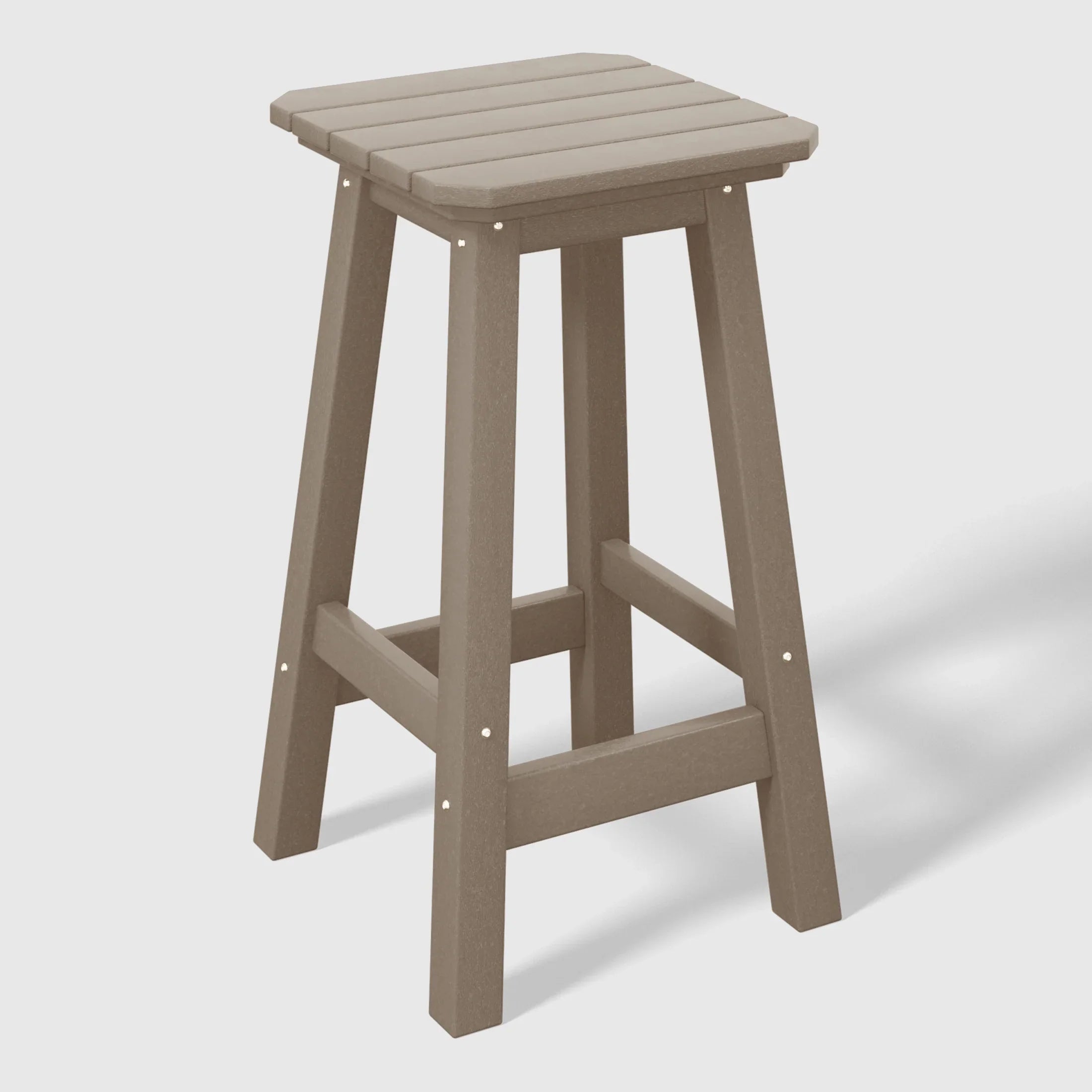 Paradise 24" HDPE Outdoor Patio Counter High Backless Square Bar Stools Set of Three