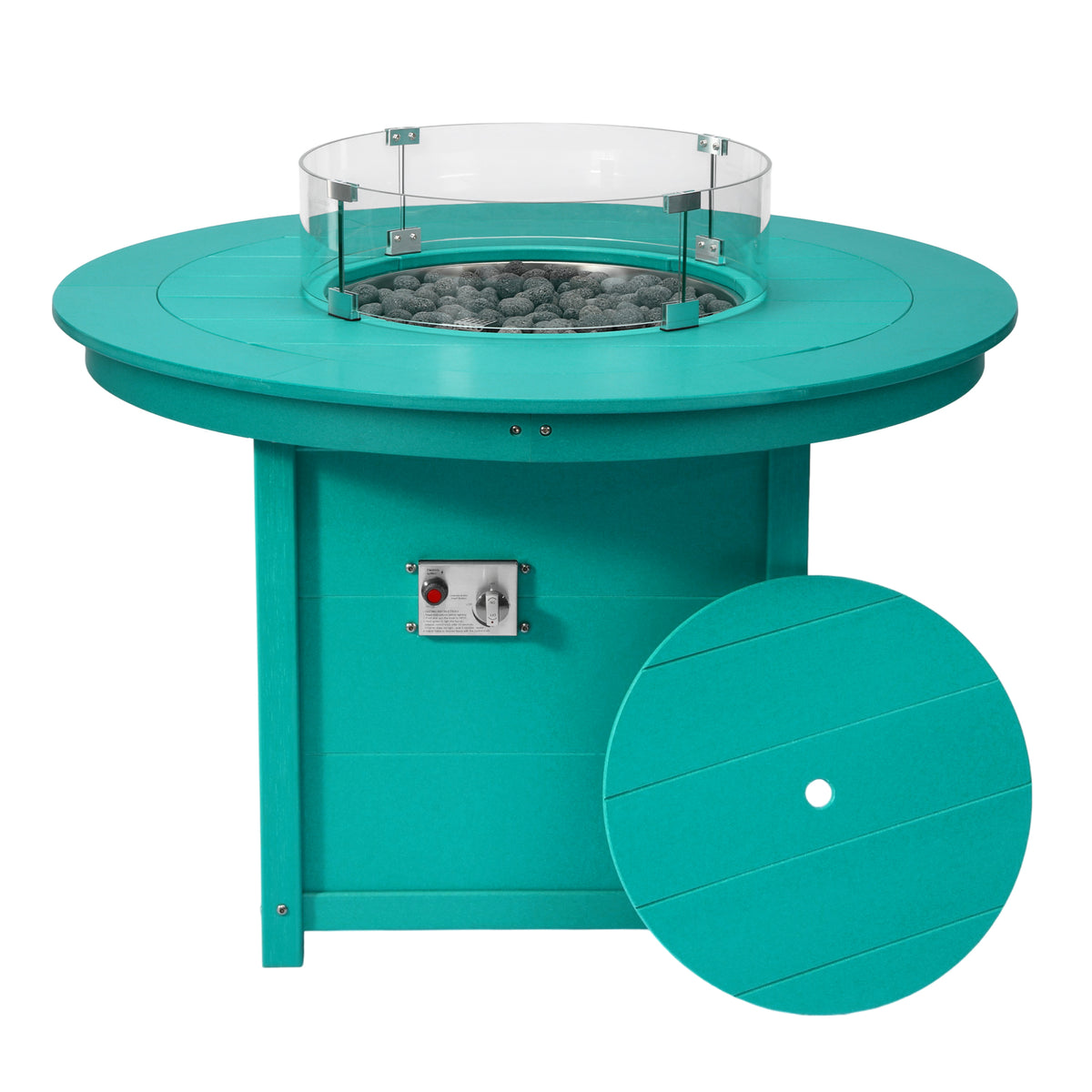 Sol 47" Modern Outdoor Patio Propane Gas Round Fire Pit Table