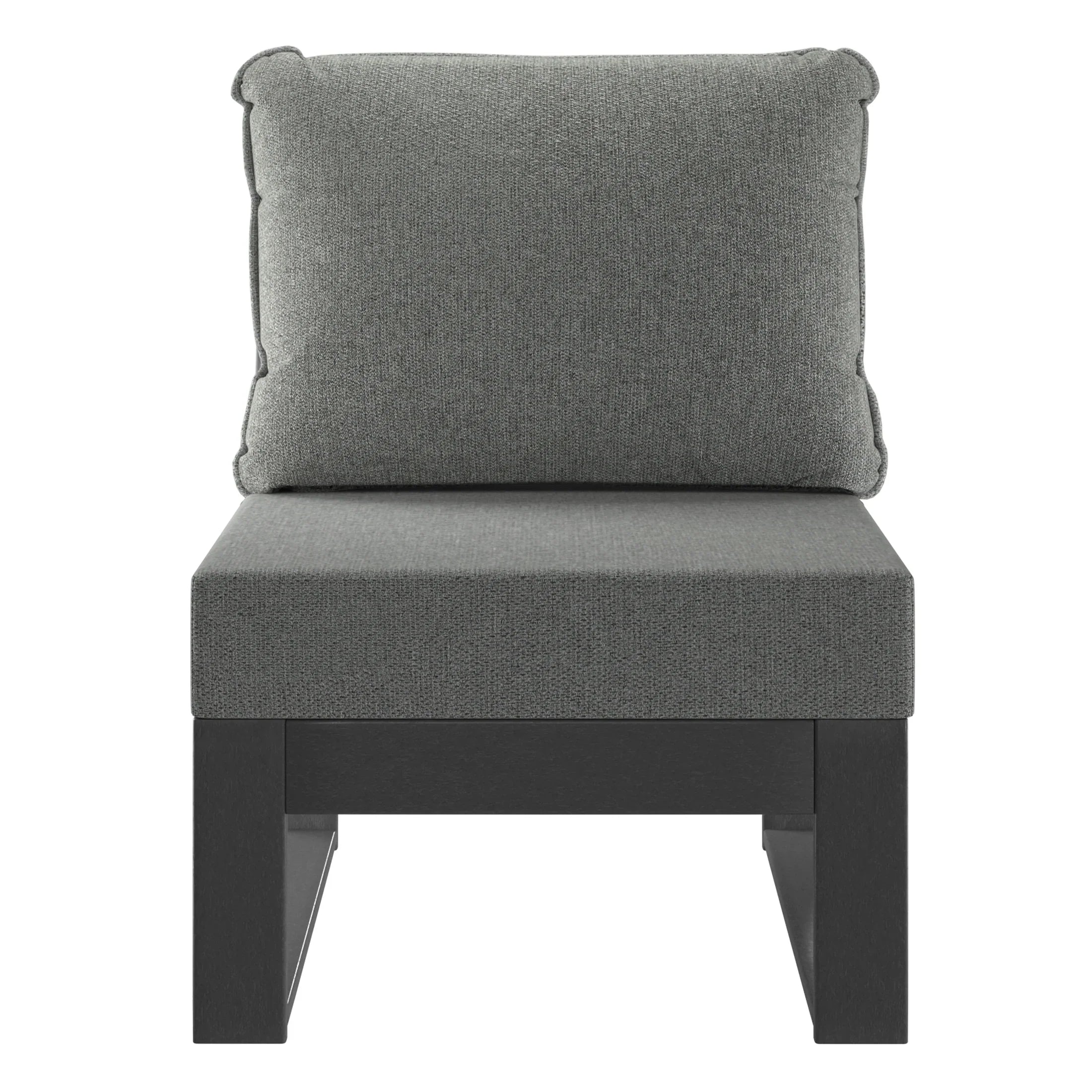 Rockaway Outdoor HDPE Sectional Armless Chair with Water-Proof Patio Cushions