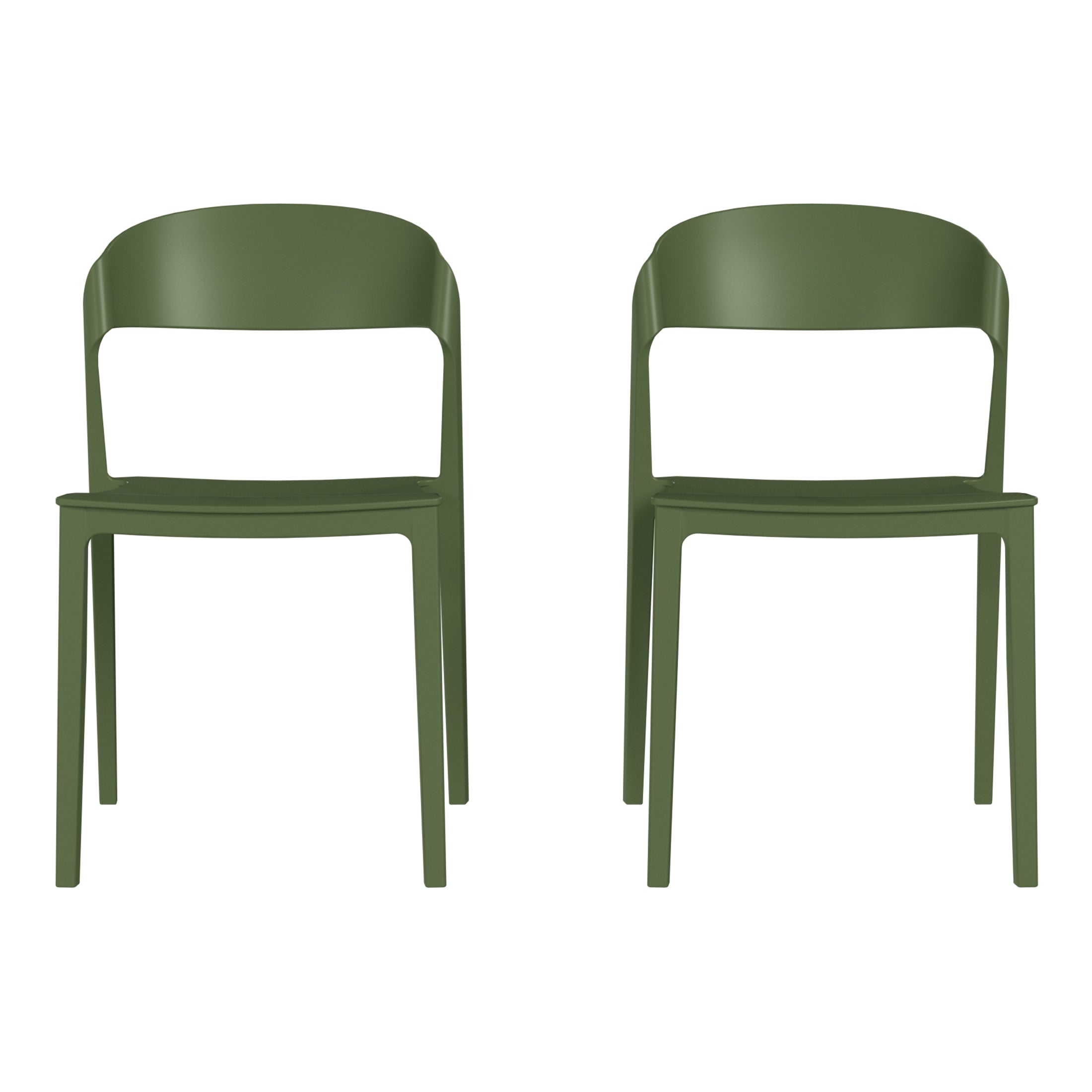 Sunshine Outdoor Modern Stackable Plastic Patio Bistro Dining Side Chairs (Set of 2)
