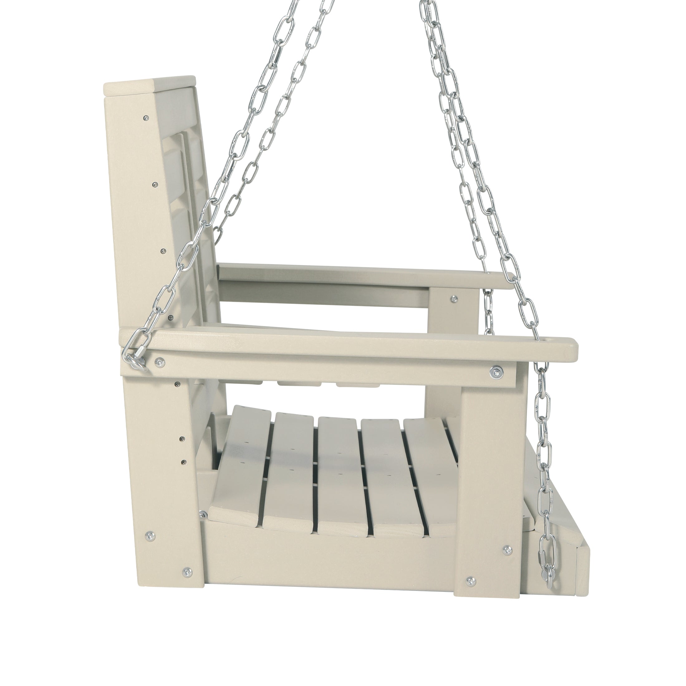 Charleston Outdoor HDPE 54" Front Hanging Porch Swing Bench With Cupholders