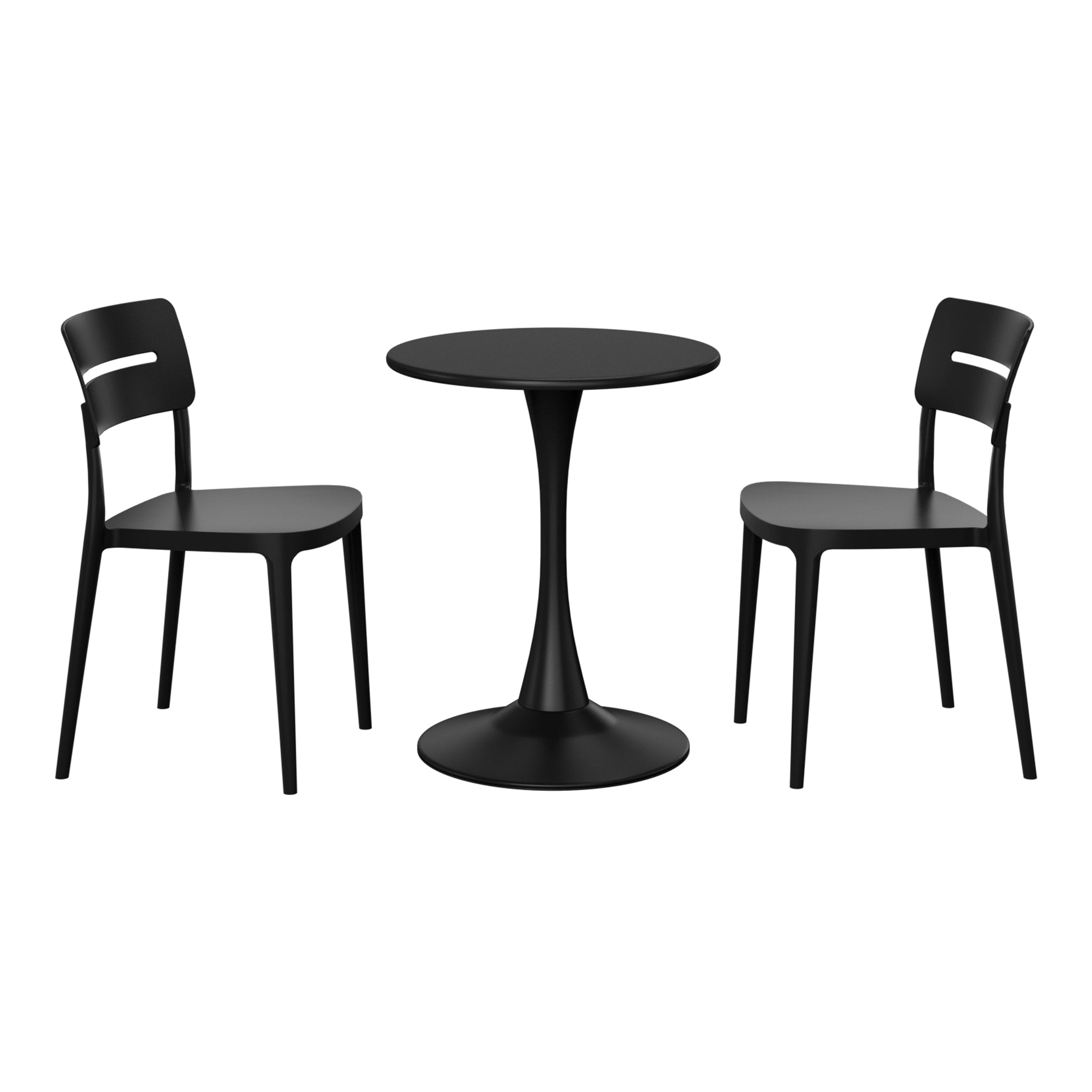 Sunshine 3-Piece Outdoor Round Metal Patio Dining Table Set With Stackable Patio Chairs